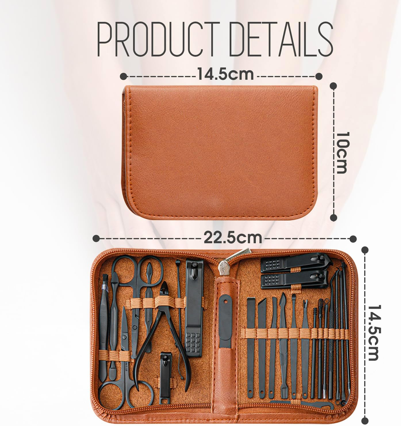 Manicure Set Professional Nail Clippers Pedicure Kit, 26Pcs Stainless Steel Nail Care Tools for Thick Nails, Portable Grooming Care Kits with Travel Leather Case for Home Workplace Travel Gift Giving Salon (Brown) image number 4