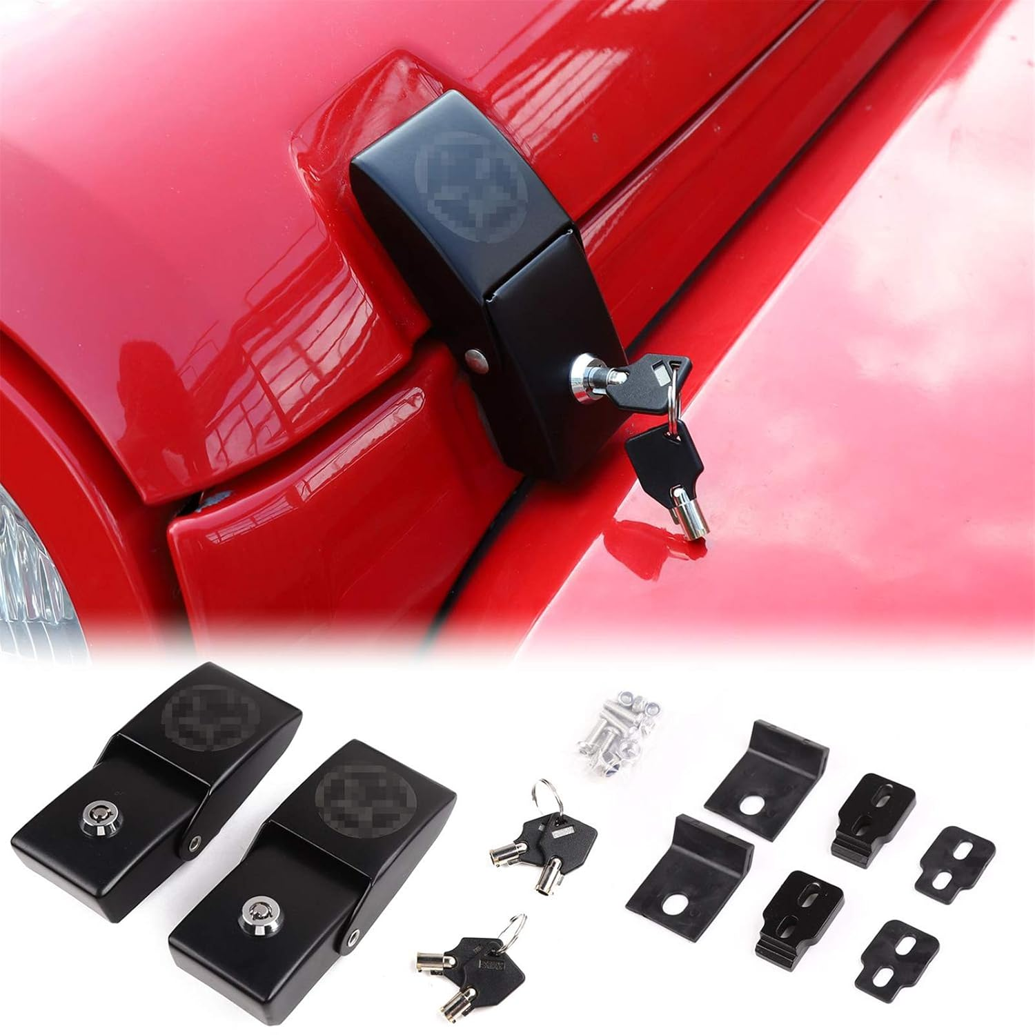 Jecar Hood Latches Locking Hood Catch Kit Aluminum Alloy Hood Locks for 2007-2018 Jeep Wrangler JK JKU, 2018-2020 JL JLU & 2020 Jeep Gladiator JT, Skull Style image number 4