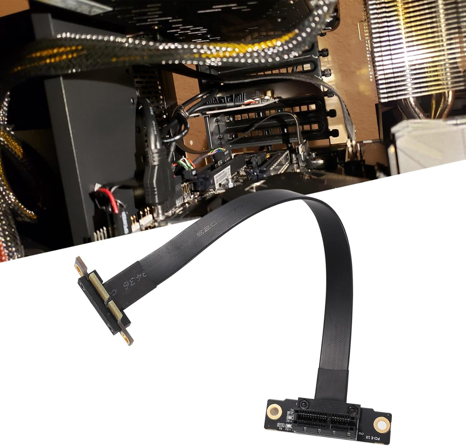 Qezodsx PCIE X1 Riser Cable Dual 90 Degree Right Angle Pcie 3.0 X1 to X1 Extension Cable 8Gbps PCI Express 1X Riser Card 20Cm image number 3