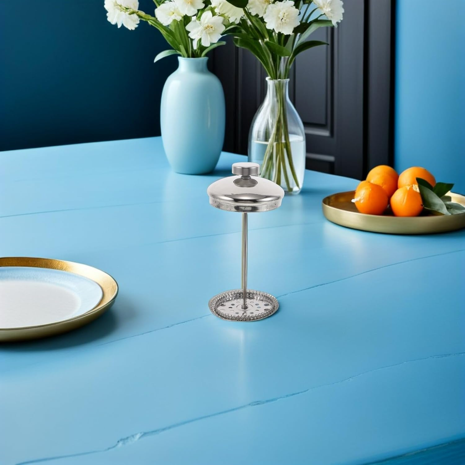 Happyyami Stainless Steel Tea Filter Replacement for Manual Press Pot Reusable Lid with Fine Mesh Screen Coffee and Tea Maker Accessory Easy to Clean and Maintain image number 3