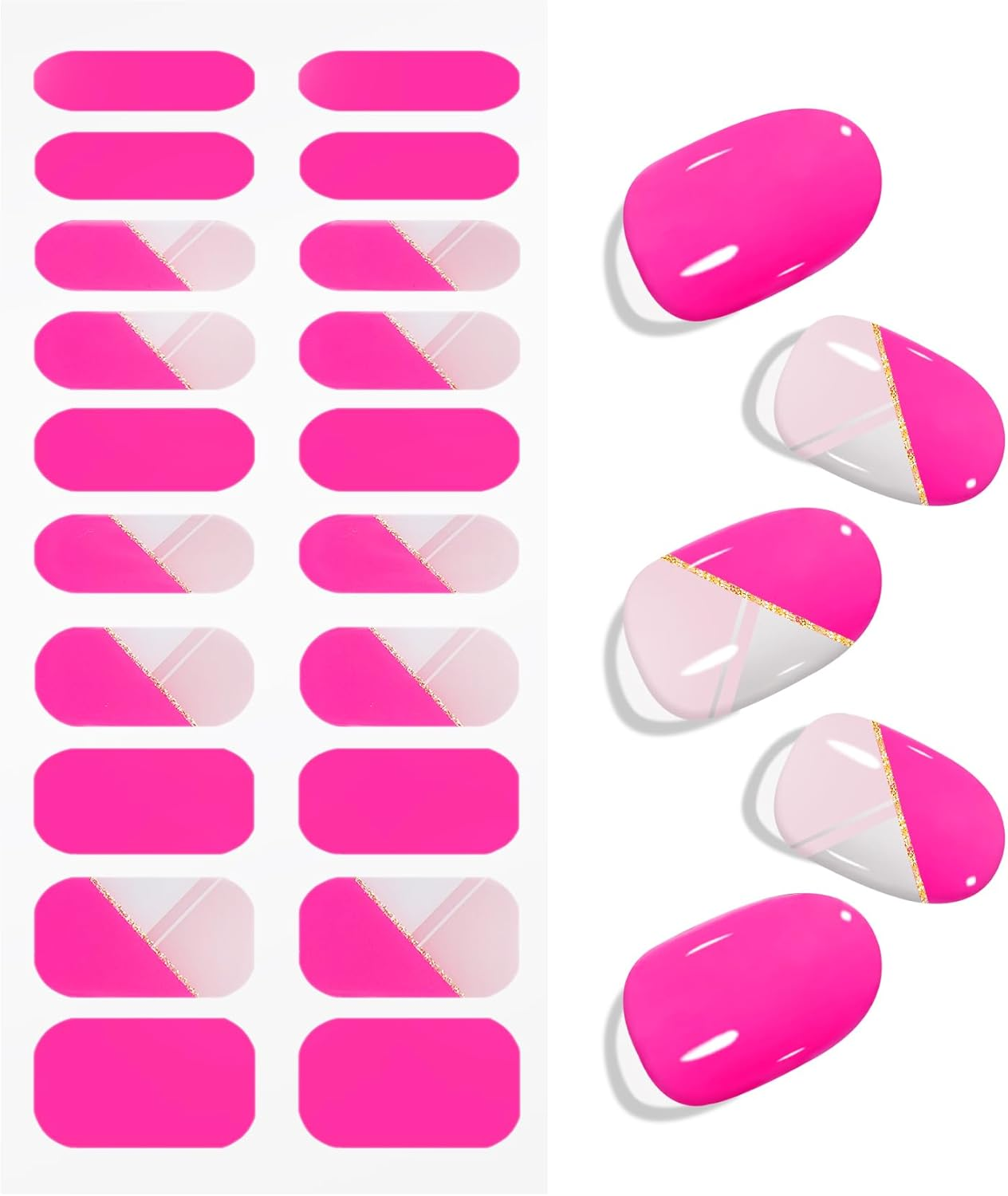 JMEOWIO Nail Foil UV Hardening Rose Red French Tip UV Gel Nail Strips Nail Stickers Nail Stickers Nail Art Decoration Nail Design Accessories image number 5