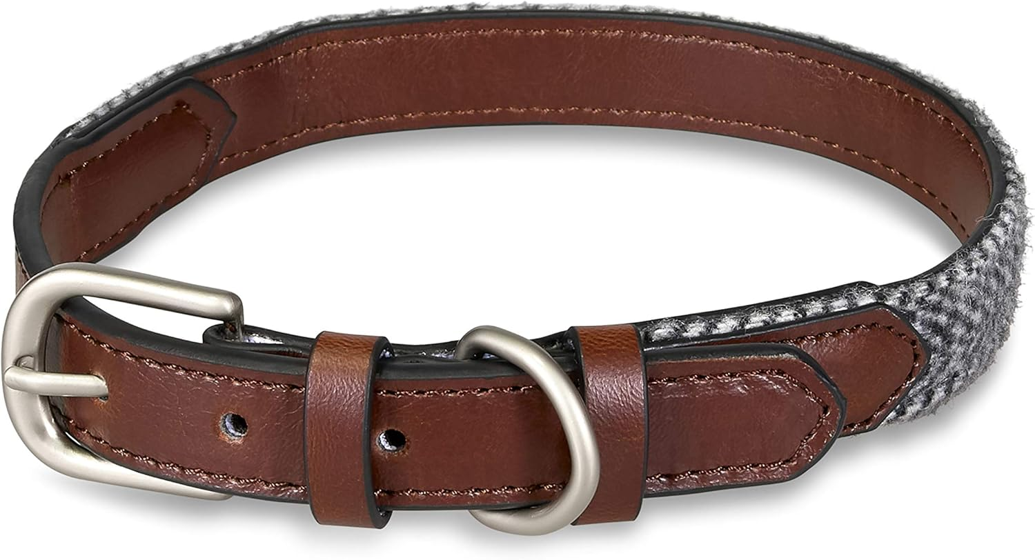 Petface Herringbone Leather Dog Collar, Small