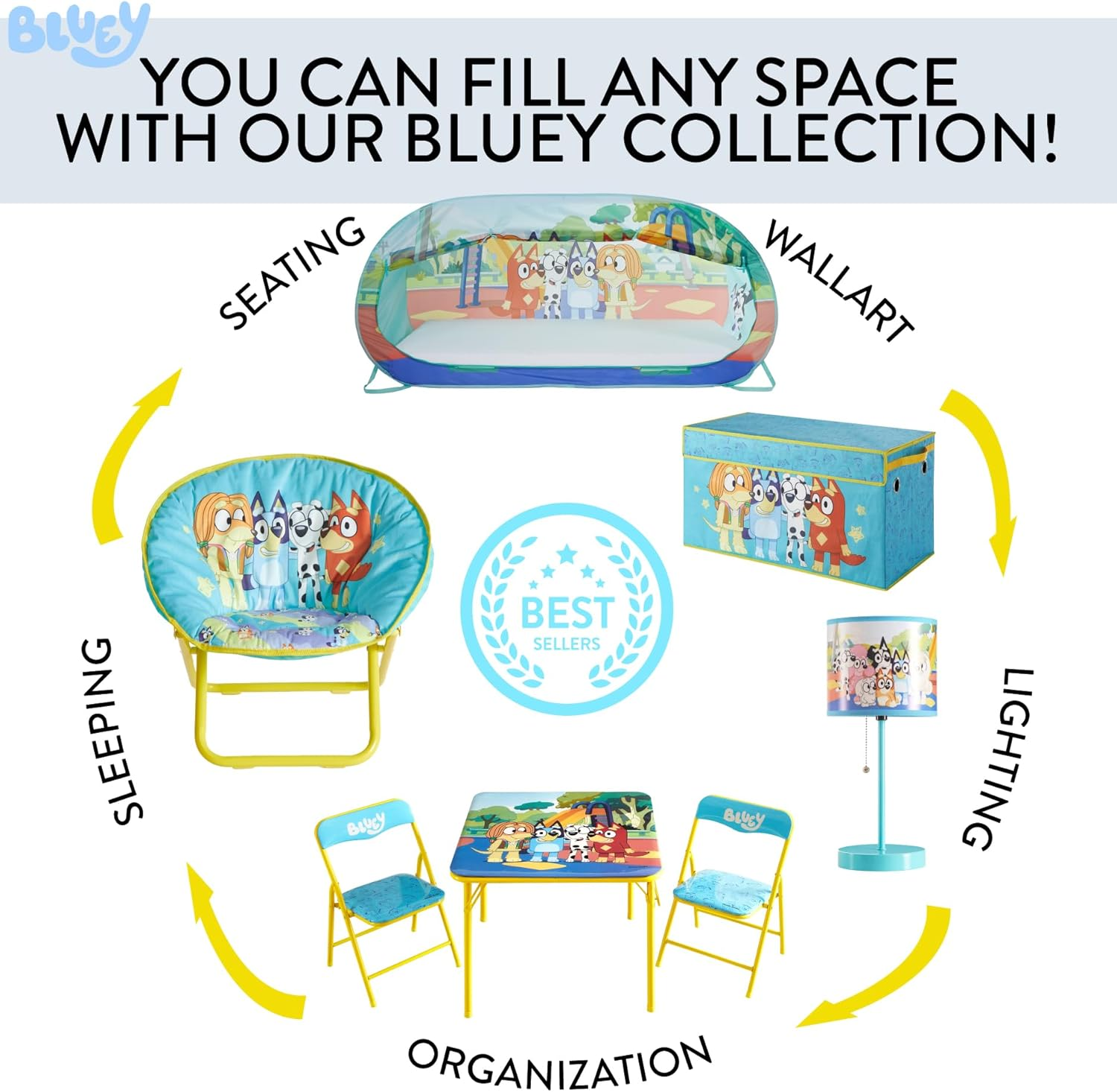 Idea Nuova Bluey Set of Two Spacious Collapsible Storage Cubes, 10"X10"X10" - Blue image number 4