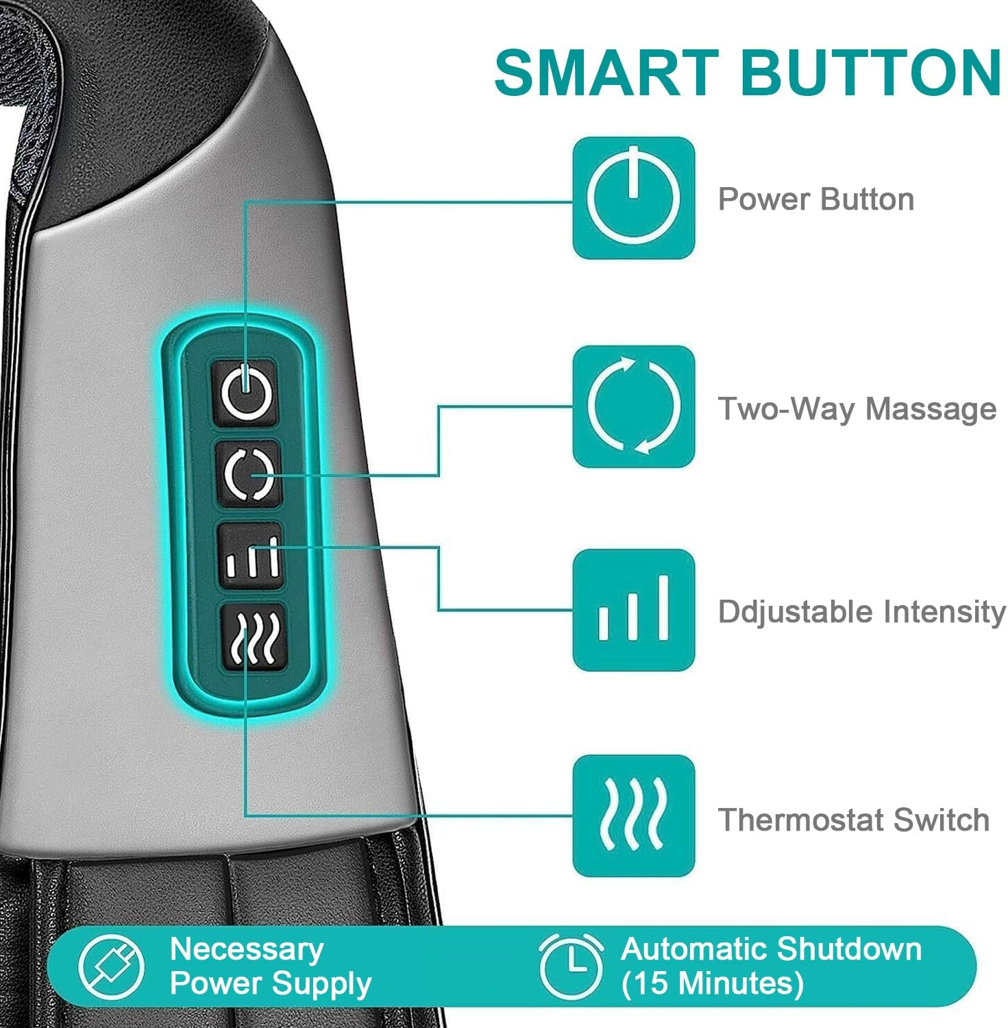 Neck and Back Massager with Heat, Electric Deep Tissue Kneading Massager, Back Massager for Pain Relief Neck, Shoulder, and Foot, Use at Car Home Office image number 3