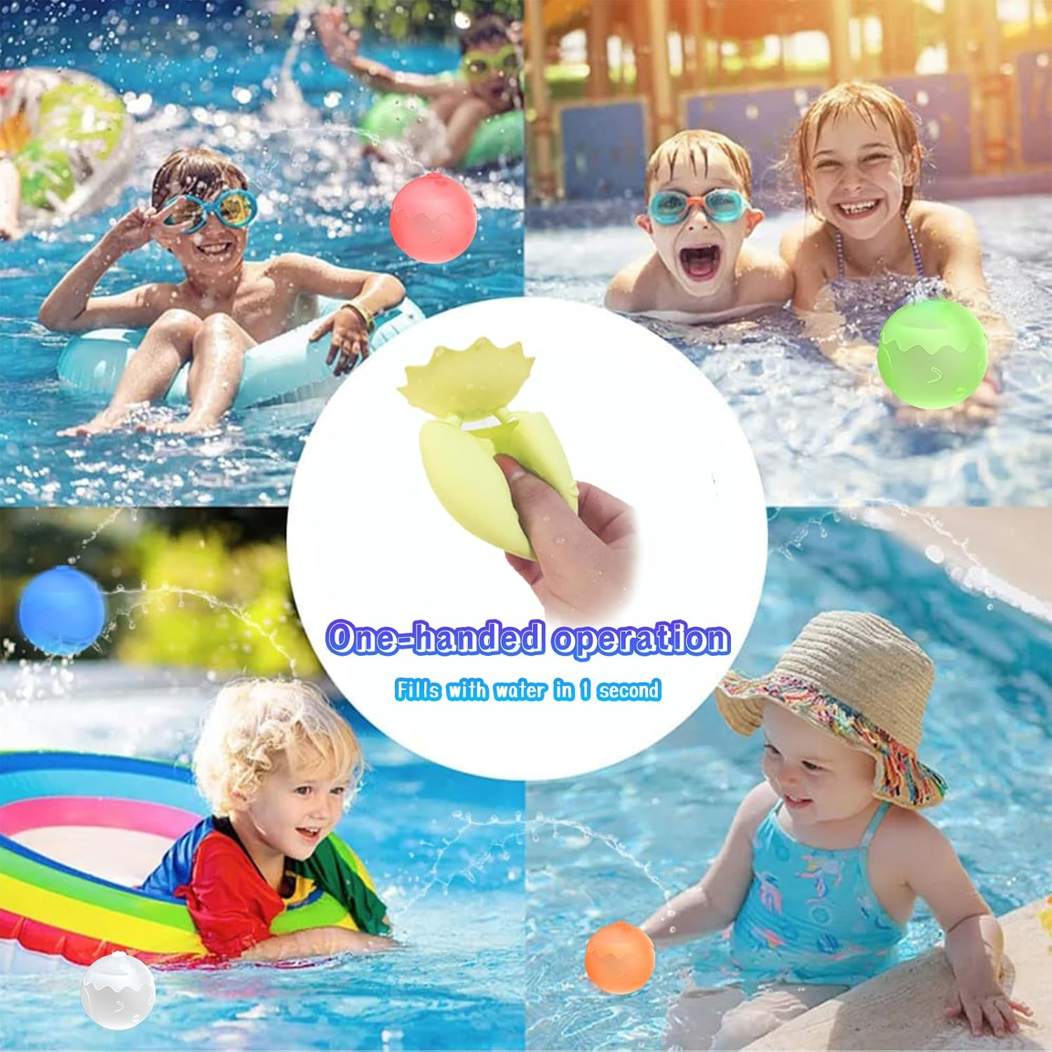 8Pcs Reusable Water Balloons, 6 Color Silicone Self Sealing Water Balls, Water Toys for Kids and Adults, Soft Water Bombs Fun Outdoor Beach Bath Water Toys Summer Swimming Pool Party Supplies image number 3