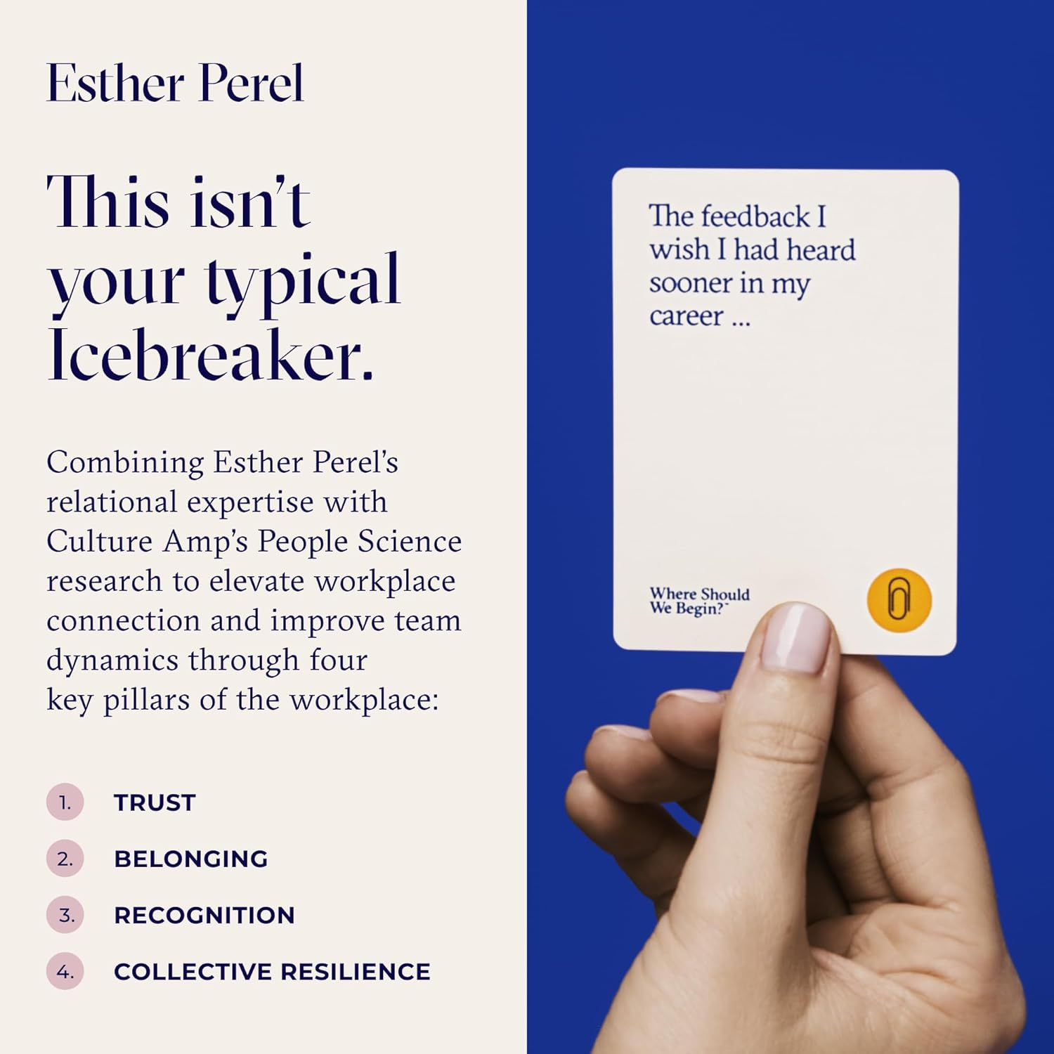 ESTHER PEREL Where Should We Begin? at Work &ndash; Conversation Cards for Teams Culture Amp &ndash; Office Games & Team Building Games for Work &ndash; 100 Talking Point Cards to Build Trust & Connection