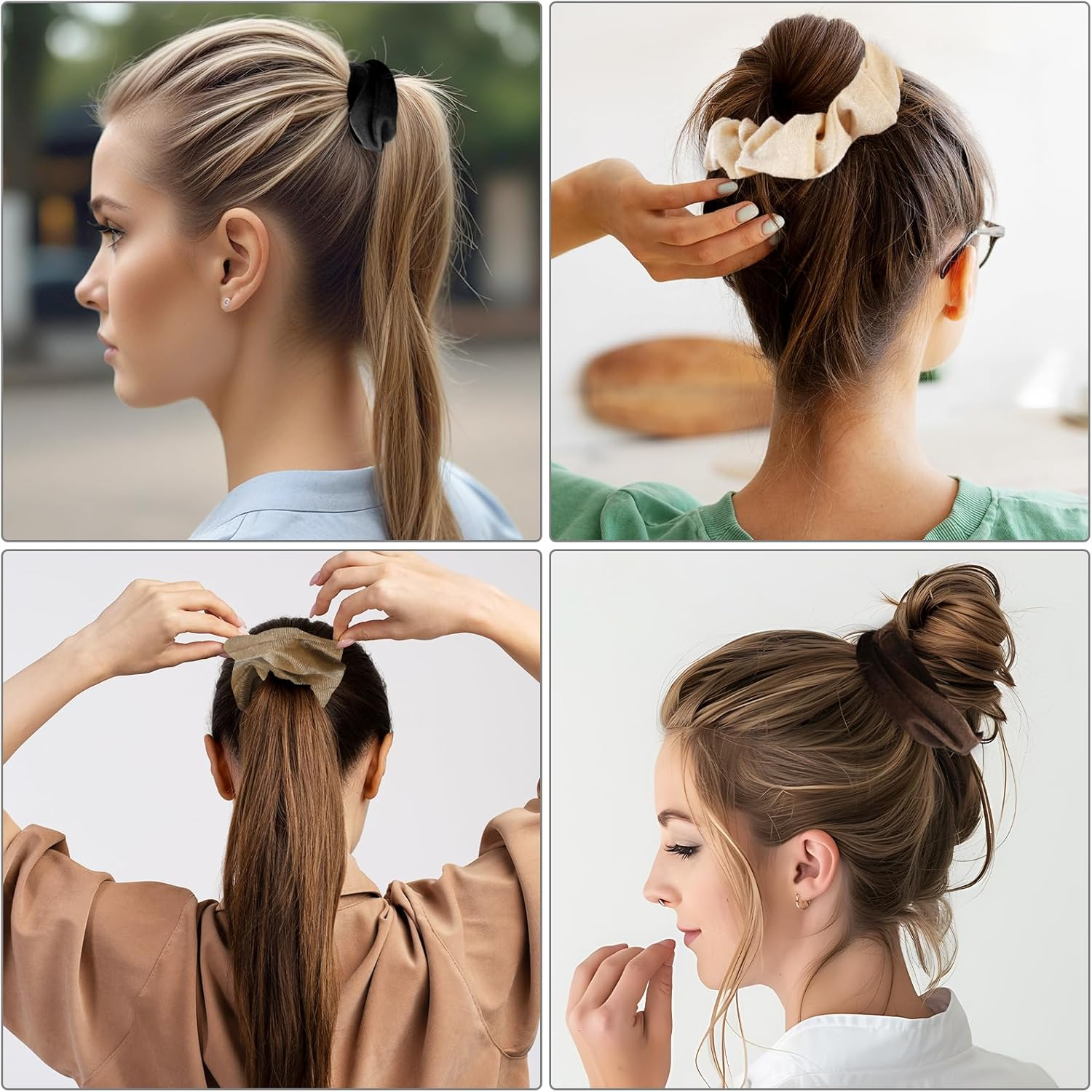 Large Scrunchies for Women 4Pcs Velvet Jumbo Scrunchies for Hair Soft Ponytail Holder Cute Colors Elastic Hair Bands Fashion Bulk Hair Ties for Teens Women Thick Curly Thin Fine Hair image number 2
