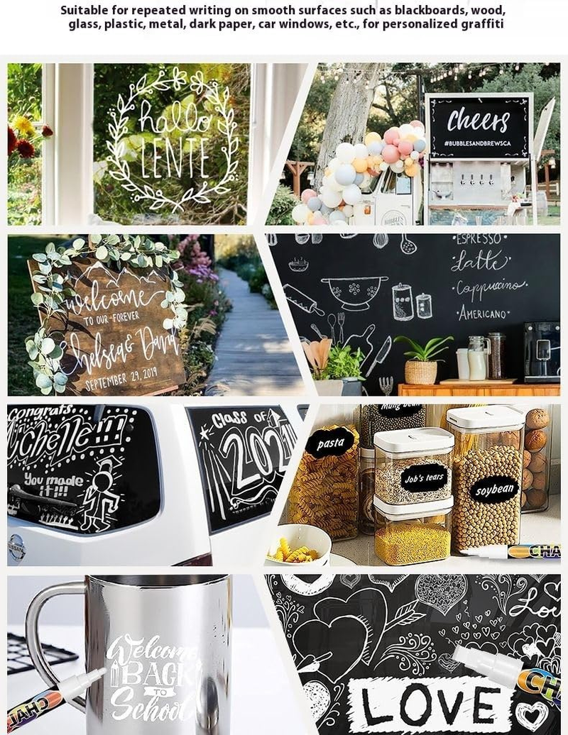 6Mm White Liquid Chalk Markers - Water-Based Ink, Easy to Wipe, Dust-Free, for Glass, Ceramic, Mirrors & Smooth Surfaces - Non-Toxic, Vibrant Colors, Perfect for Boards, Windows & DIY Crafts image number 6