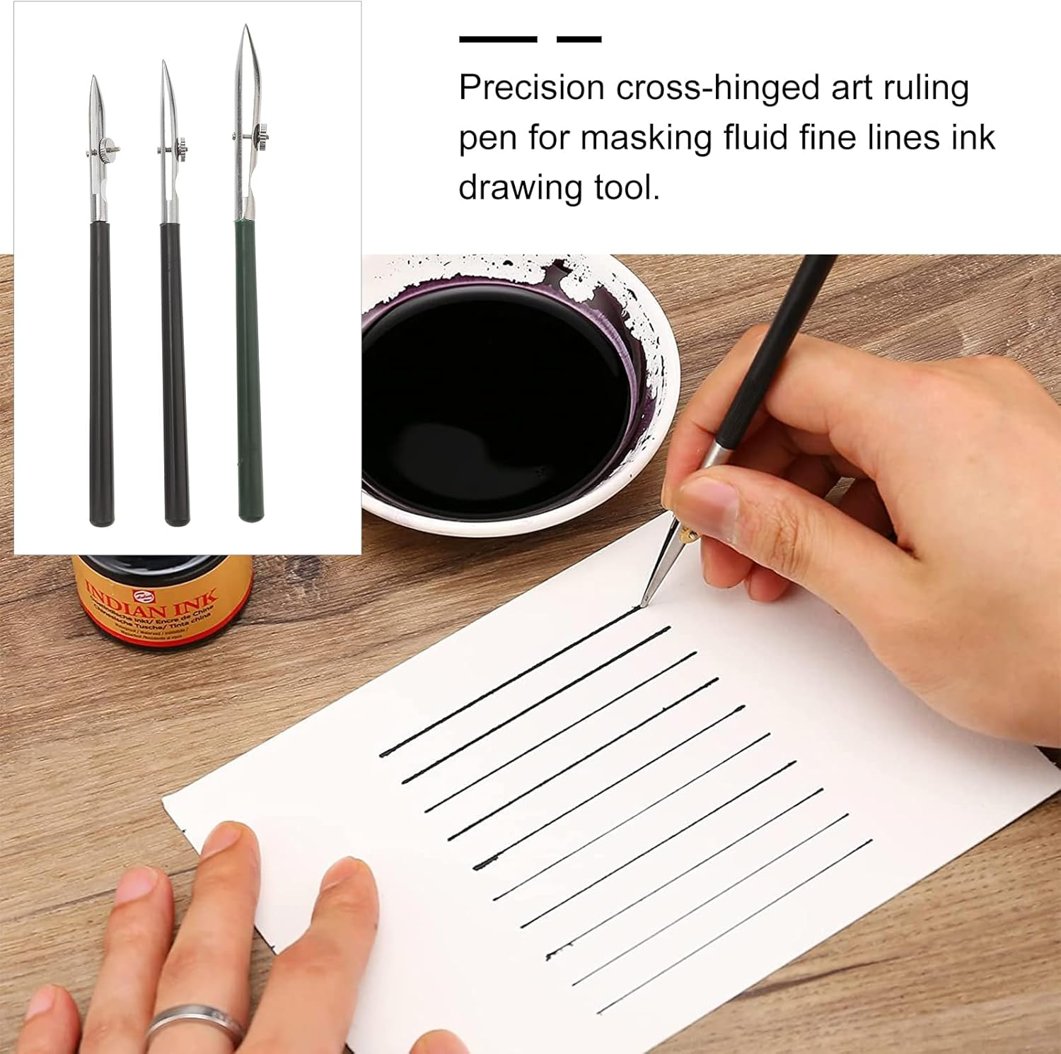 Beavorty 3Pcs Masking Fluid Pen for Kids Ruling Ink Pen Drawing Straight Lines Pen Fine Line Pen Line Drawing Pen Masking Pen Watercolor Calligraphy Masking Fluid Pen Art Ruler Cross Metal image number 1