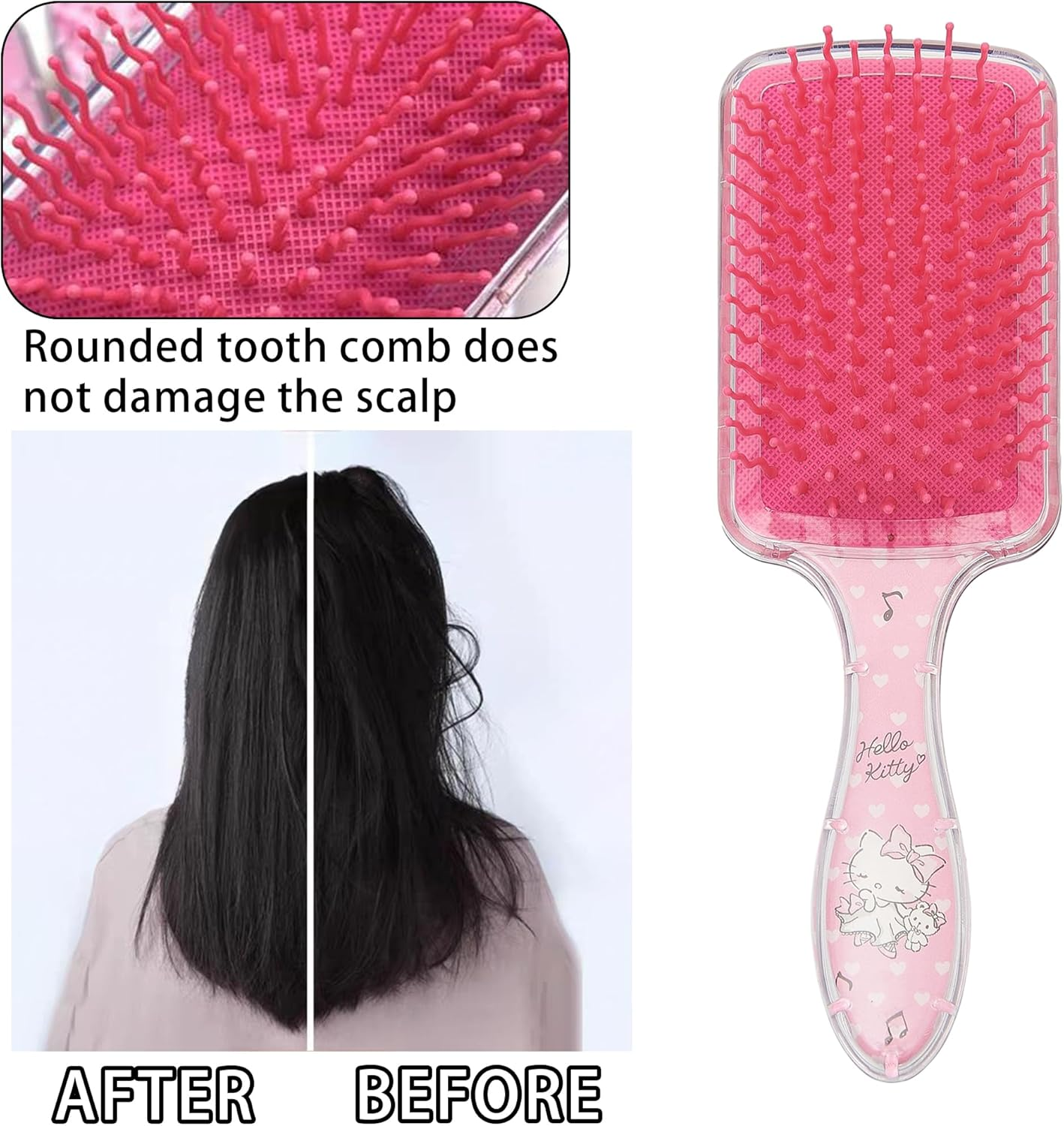 Cute Hair Brush for Women & Girls, Glide through Tangles with Ease for Thick Curly Thin Long Short Dry & Wet Hair (Pink) - Pink-4 image number 1