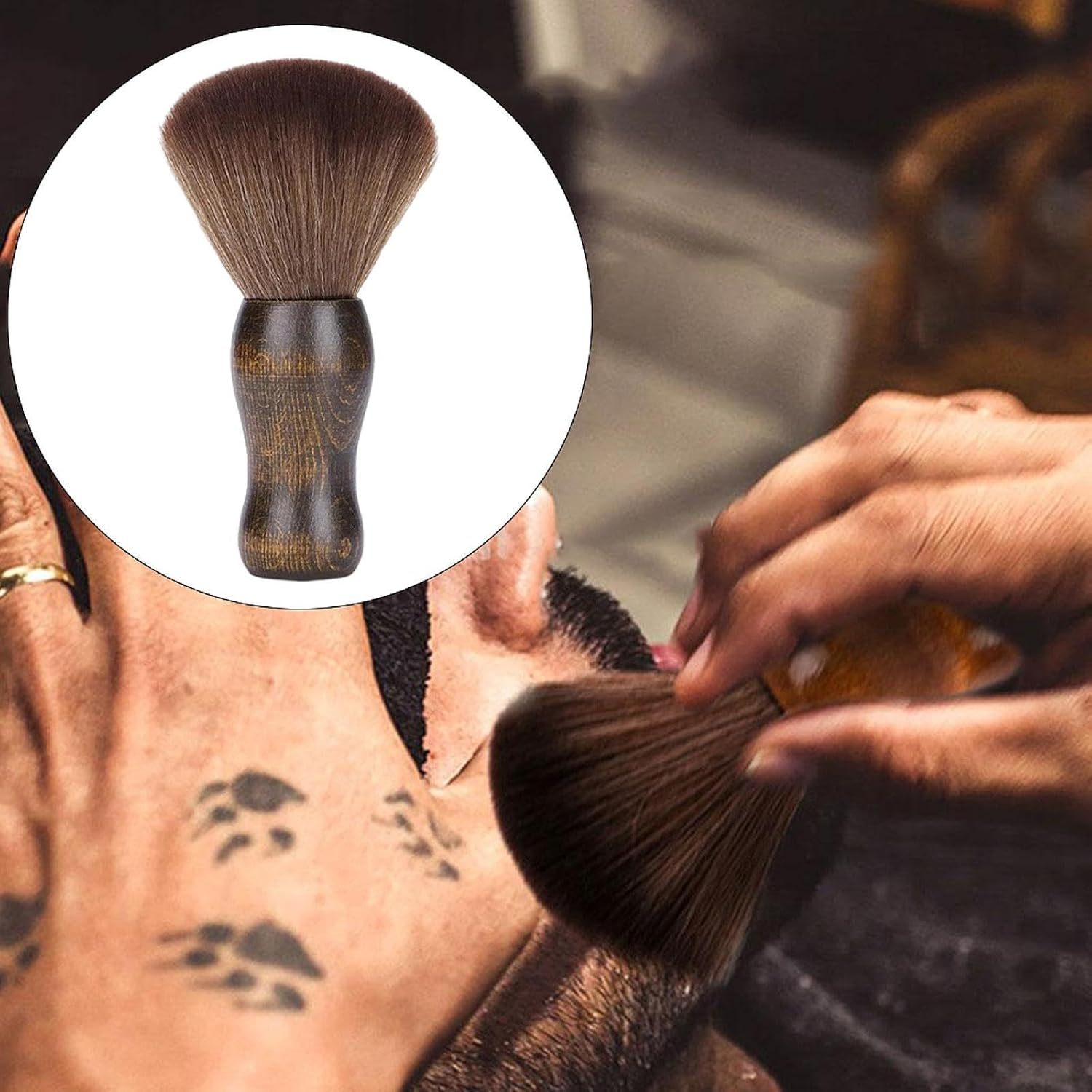 Zialofi Soft Barber Brush Neck Duster Makeup Home Cleaning Face Brush Hair Sweep Tool for Barbershop, Hairdresser, Household, Haircut image number 1