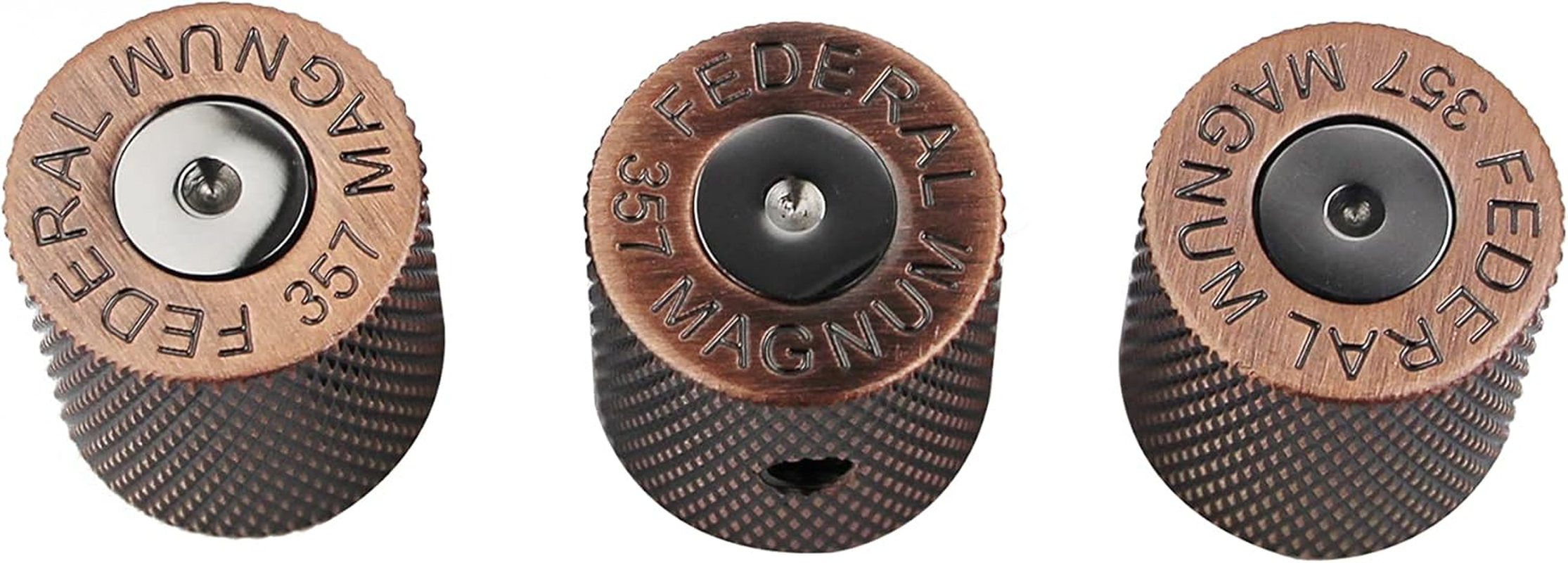 Guyker Guitar Knobs with 6Mm Dia. Shaft Pots - Brass Bullet Case Style Tone and Volume Control Potentiometer Knob Replacement for Precision Electric Guitar or Bass (3 Piece, Bronze) image number 4