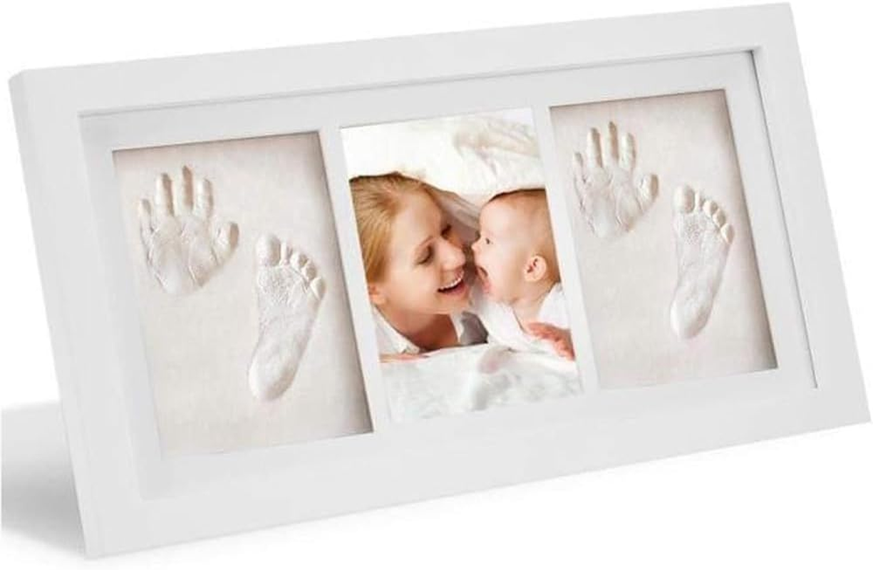 Baby Hand and Footprint Kit, Clay Keepsake Frame for Newborn Handprint and Footprint, Nursery Picture Frame for Baby Room Decor image number 1