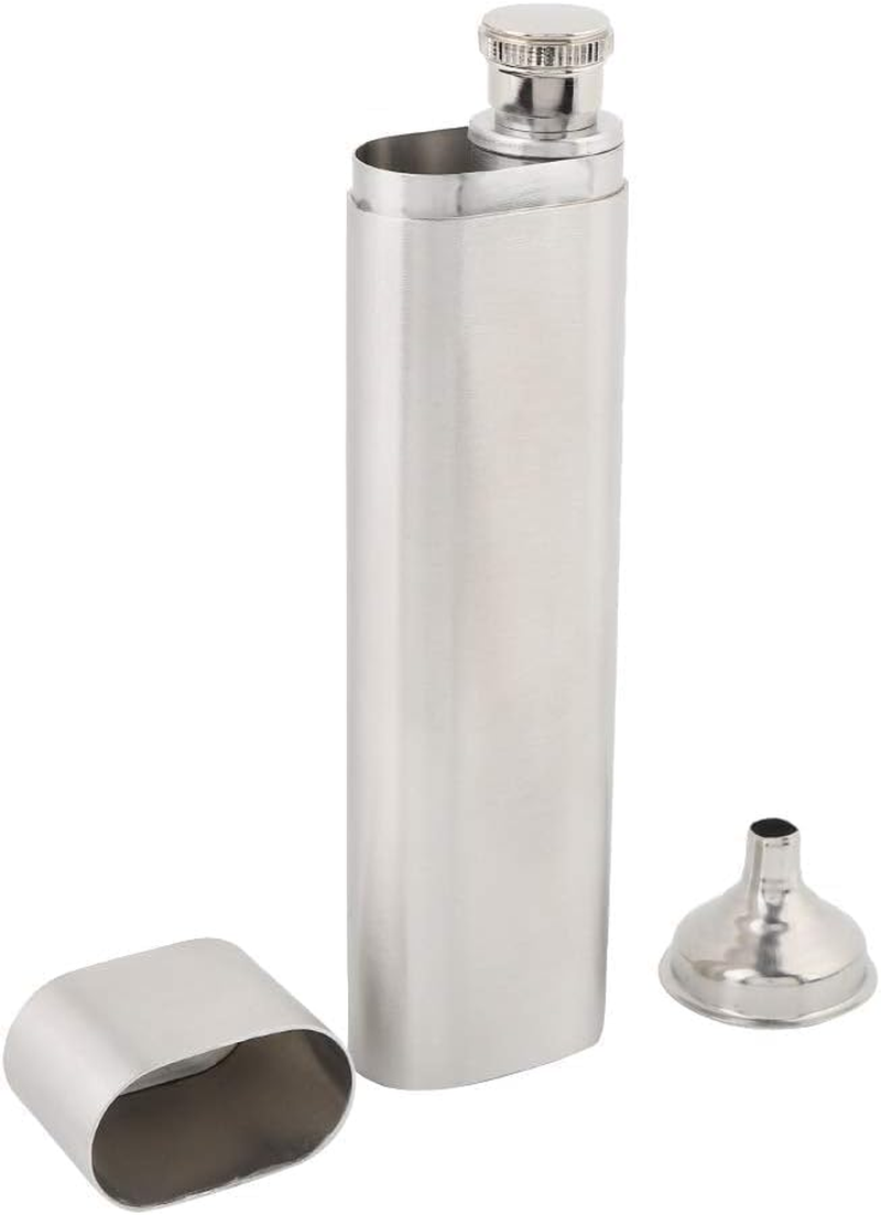 Two Tubes Stainless Steel Hip Flask and Cigar Holder Humidor Tube Travel Carry Case (Platinum, 18 * 4.5 * 2.5CM) image number 6