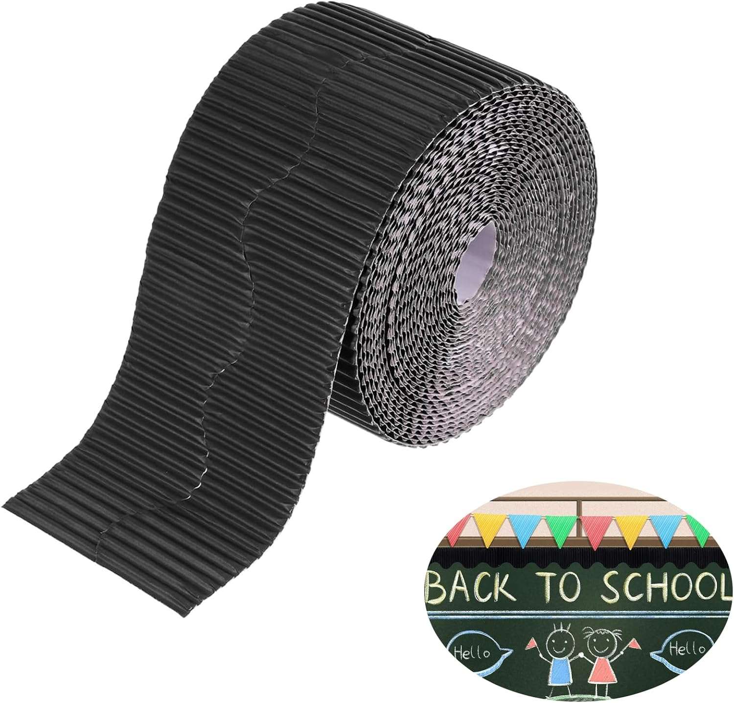 Corrugated Display Borders, 15M/Rolls, Black, Cardboard, Rectangular, Smooth, Border, Decorative Paper Rolls image number 5