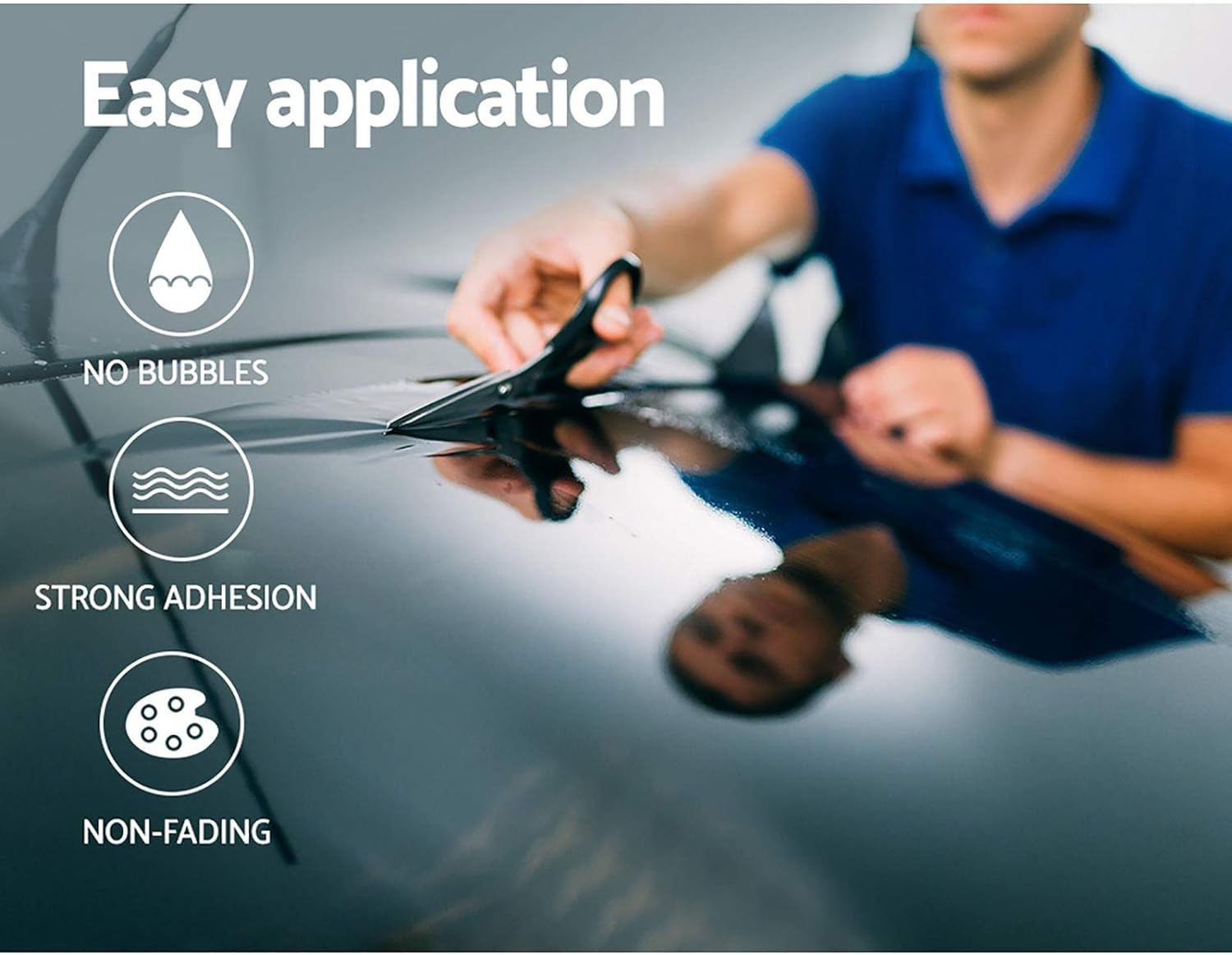 Giantz Window Film, 5% VLT 100Cm X 30M Blackout Windows Tint Privacy Films Roll Screen Insulation Sun Shade Cover Sticker Home Room Office Car Tinting Tools, with Plastic Protector image number 2