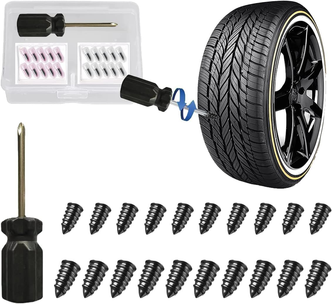 20Pcs Tyre Repair Kit, Tire Rubber Nails Tool, Self-Service Car Wheel Puncture Repair Screws with Screwdriver Set for Auto, Motorcycle, Bike, Truck, Tractor, Jeep, ATV (10S & 10L) image number 3