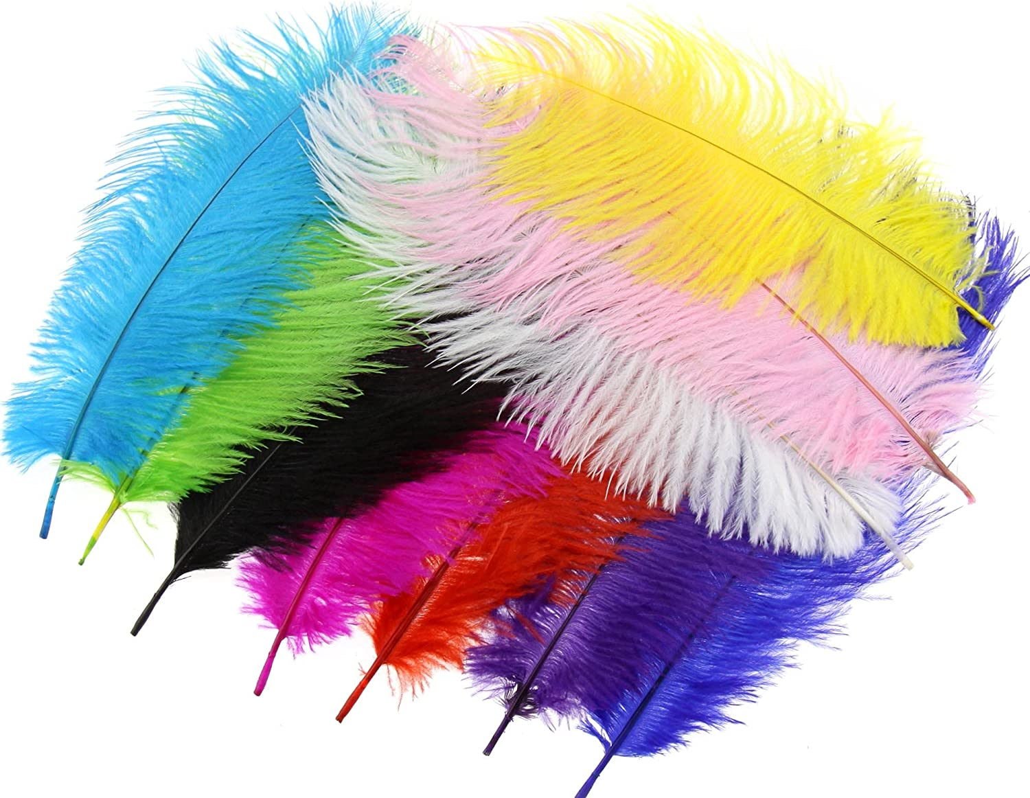 10Pcs Fluffy Ostrich Artificial Feathers Arts Crafts Mixed Colors (4"-6" Length), DIY Decoration for Wedding Centerpieces, Festival Party image number 1