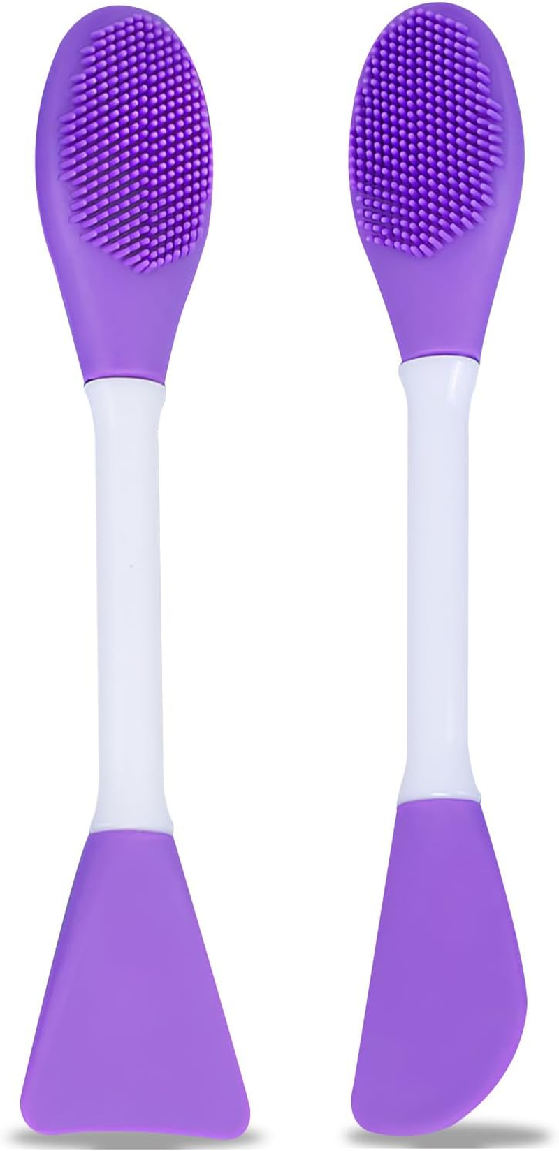 2 Silicone Facial Cleansing Brushes, Face Mask Skin Care Brush for Pore Cleansing (Purple) image number 1