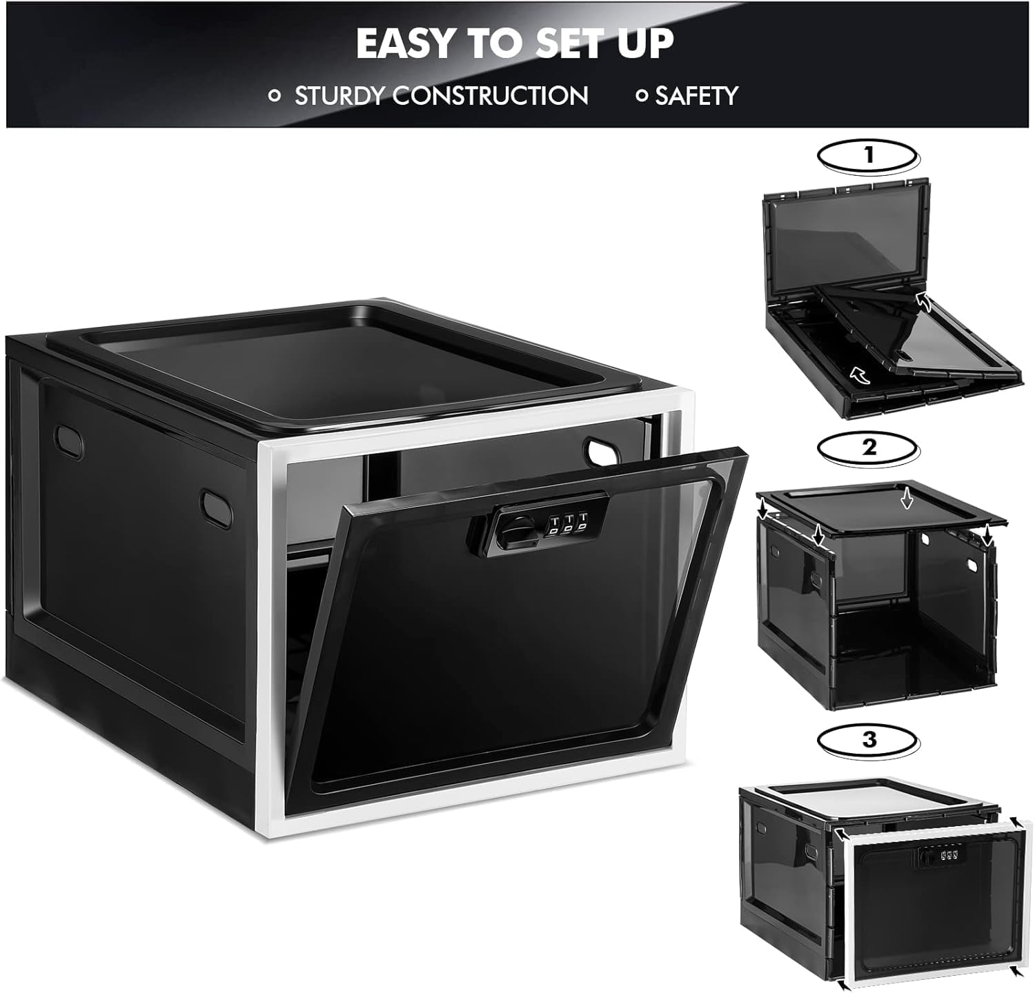 Large Medicine Lockable Box Lockable Storage Box Plastic Boxes for Personal Items Storage Bin with Lock Locking Plastic Storage Container for Medicine Snacks Food image number 2