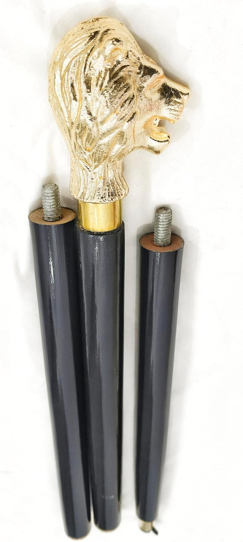 Generic Antique Soild Brass Lion Head Walking Cane/Stick, Premium Quality Brass and Wood, Vintage Designer Handmade Walking Stick for Men, Women, Hiking, Camping, Senior (36 Inch) image number 3