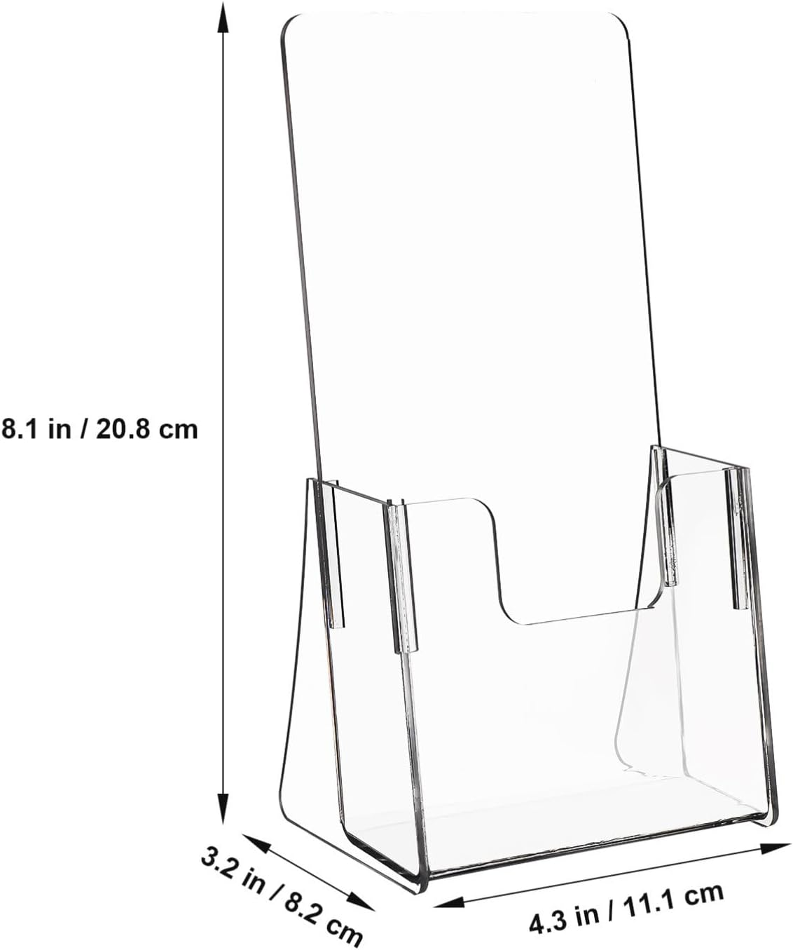 HOODANCOS Acrylic Brochure Display Stand 2 Pack Clear Pamphlet Holder for Desk Countertop Office Storage Organizer Transparent Magazine Rack 9X4X3 Inches image number 4