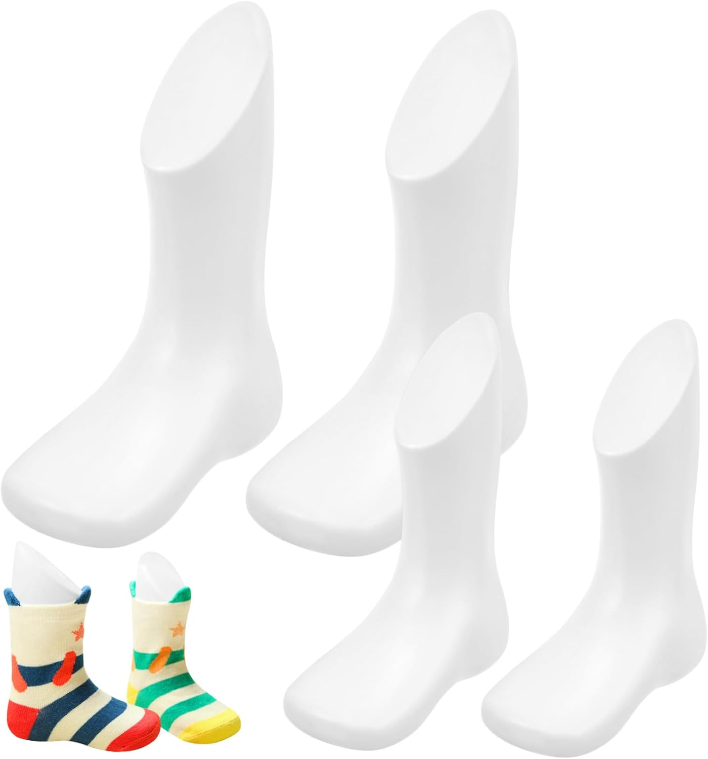 IMIKEYA 4Pcs Baby Foot Model Small Plastic Foot Mannequin Reusable Display Shoe Mannequin for Retail Store Supply White and Skin Tone 11.5Cm 14Cm