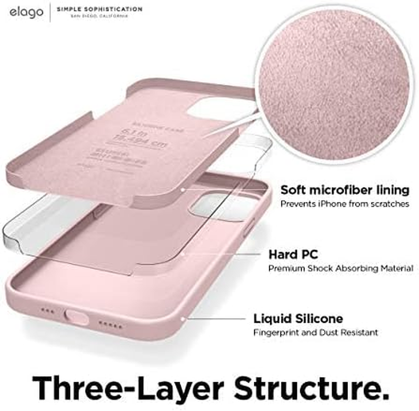 Elago Liquid Silicone Case Compatible with Iphone 12 &Compatible with Iphone 12 Pro Cover (6.1"), Premium Silicone, Full Body Protection : 3 Layer Shockproof Cover Case (Lovely Pink)