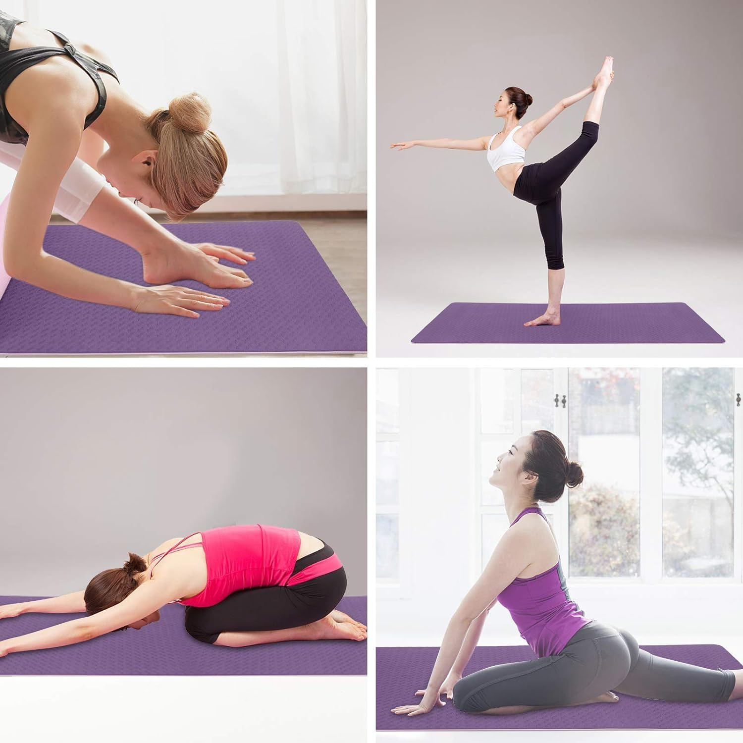 Foldable Yoga Mat, 6Mm TPE Exercise Mat, Thick Exercise & Workout Mat for Yoga, Pilates and Fitness with Anti-Slip Function &A Storage Bag for Yoga (183Cm*61Cm* 6Mm) image number 2