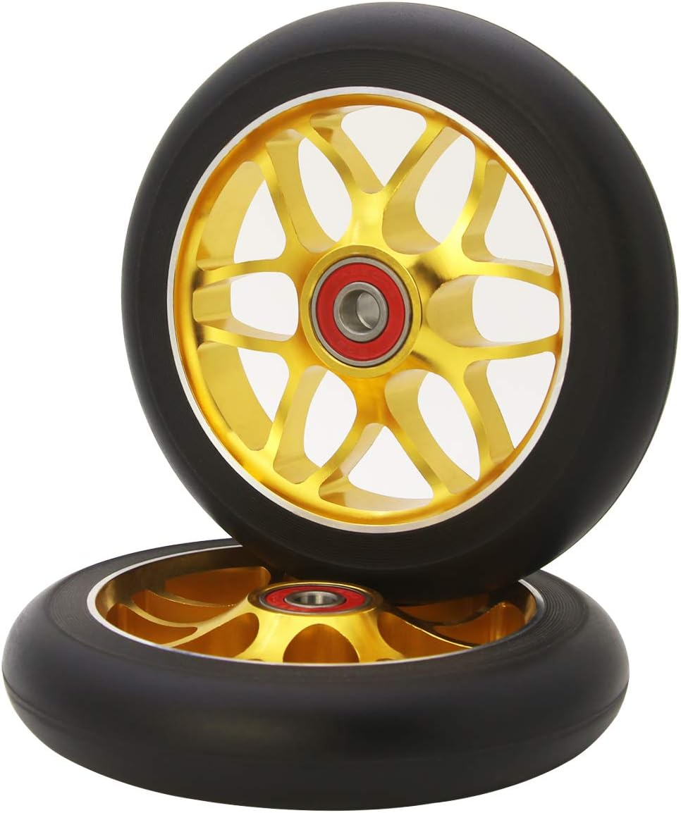 Z-FIRST 2Pcs Replacement 120Mm Pro Scooter Wheel with Abec 9 Bearings Fit for Mgp/Razor/Lucky Pro Scooters (U-Silver) image number 3