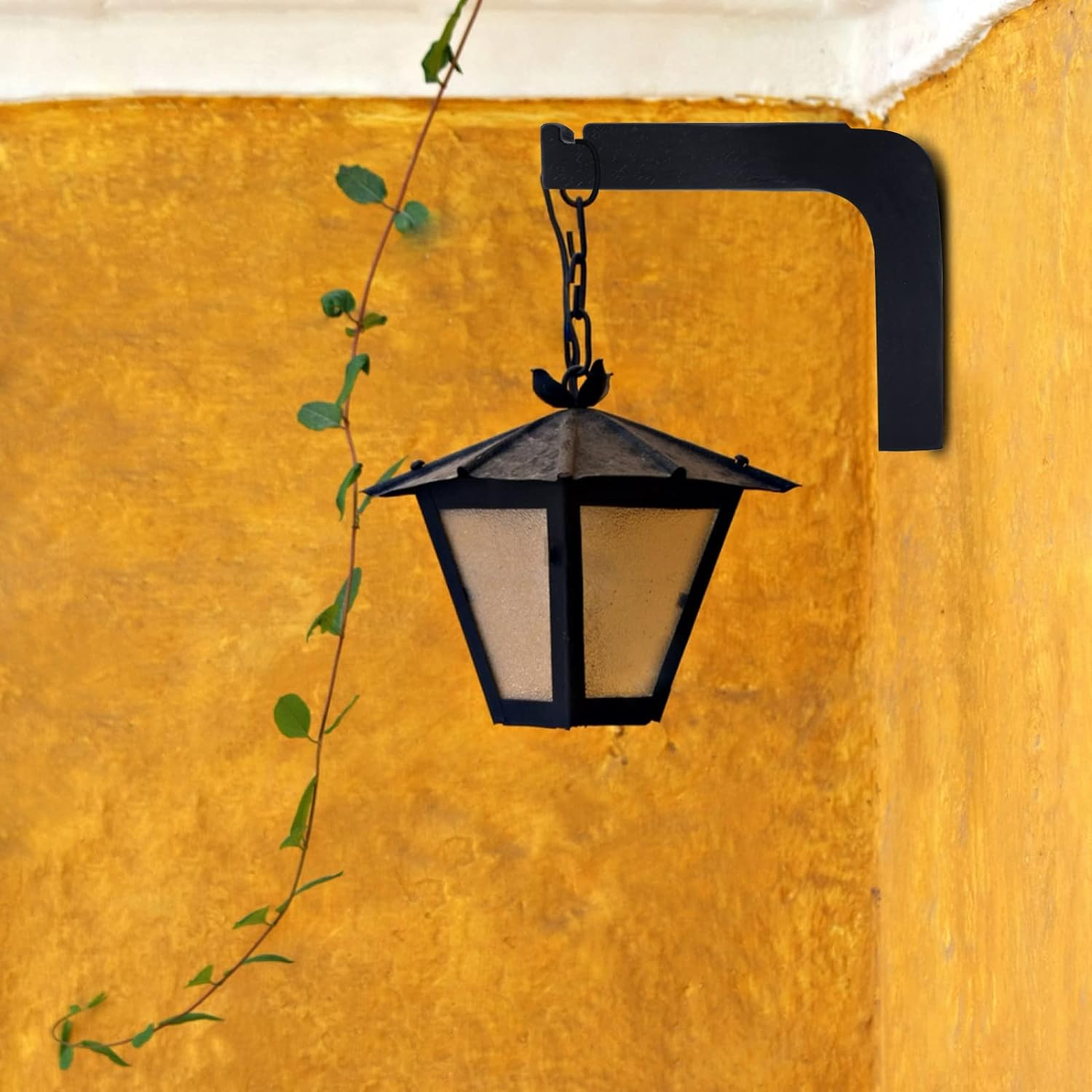 2 Pack 5.9 Inch Wooden Wall Hooks for Hanging Plants,Lanterns,Flower Bracket,Wind Chimes,Bird Feeders,Macrame Plant Hangers,Black - Burlywood Color image number 5