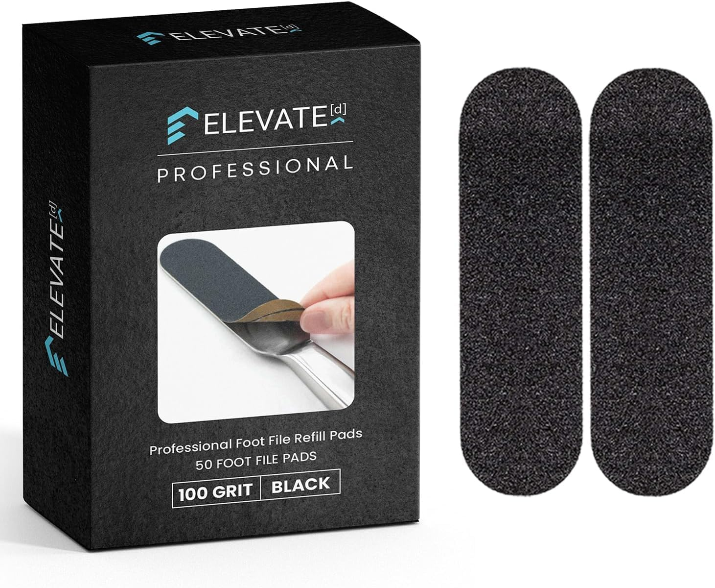 Professional Pedicure File Refills - Pack of 50 Foot File Replacement Pads - Black - Disposable Foot Files for Pedicures - Pedi Foot File Pads with Water Resistant Strong Adhesive (80 Grit) image number 2