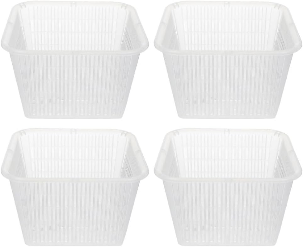 Kisangel 4Pcs Hydroponic Mesh Plant Basket Plastic Aquatic Pots Planting Net Pots for Balcony Garden,Transparent