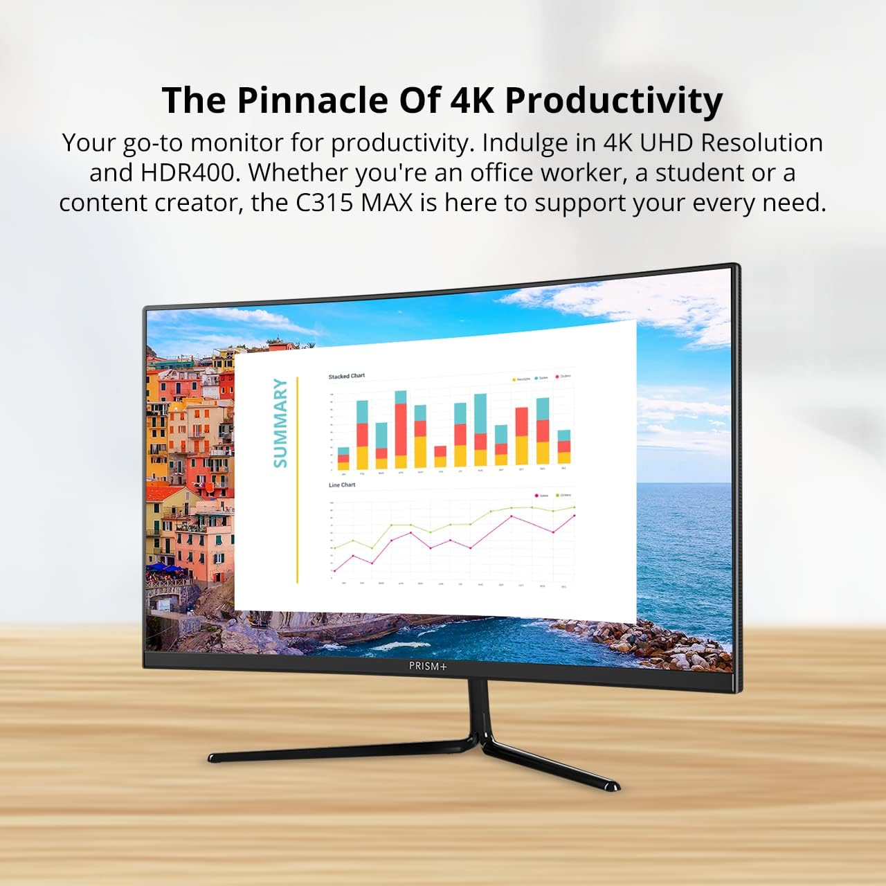 PRISM+ C315 MAX 31.5" Curved Productivity Monitor, 16:9 4K UHD (3840X2160), 60Hz, 6Ms GTG, 1500R Curved, Zerobezel, Eye Care Technology, 3 Yrs Warranty image number 1
