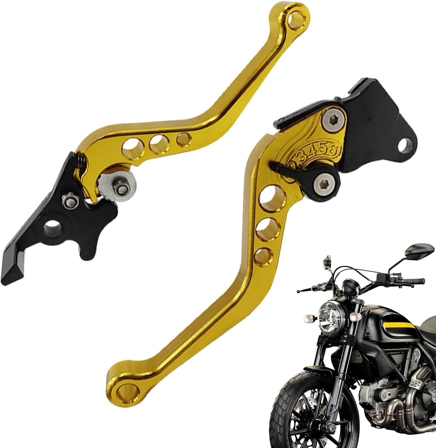 Clutch and Brake Lever Set, Metal Motorcycle Brakes - Adjustable Rust-Proof Motorbike Handlebar Brake Lever for Clear Shifting