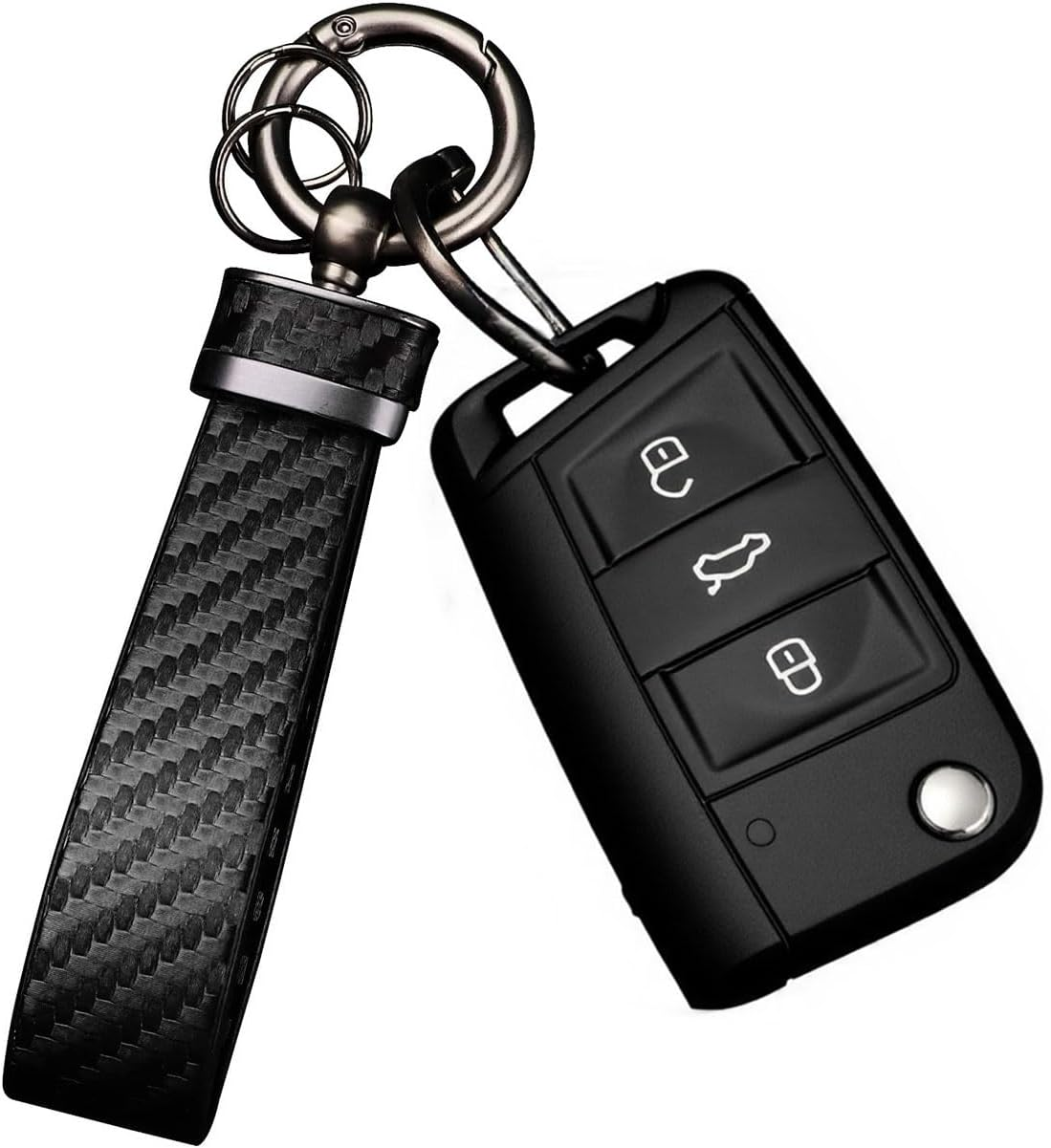 Car Keychain - Premium PU Leather Keyring with Anti-Loss D-Ring & 360&deg; Rotatable Key Chain and Screwdriver, Universal Key Chains for Key Fobs for Men and Women