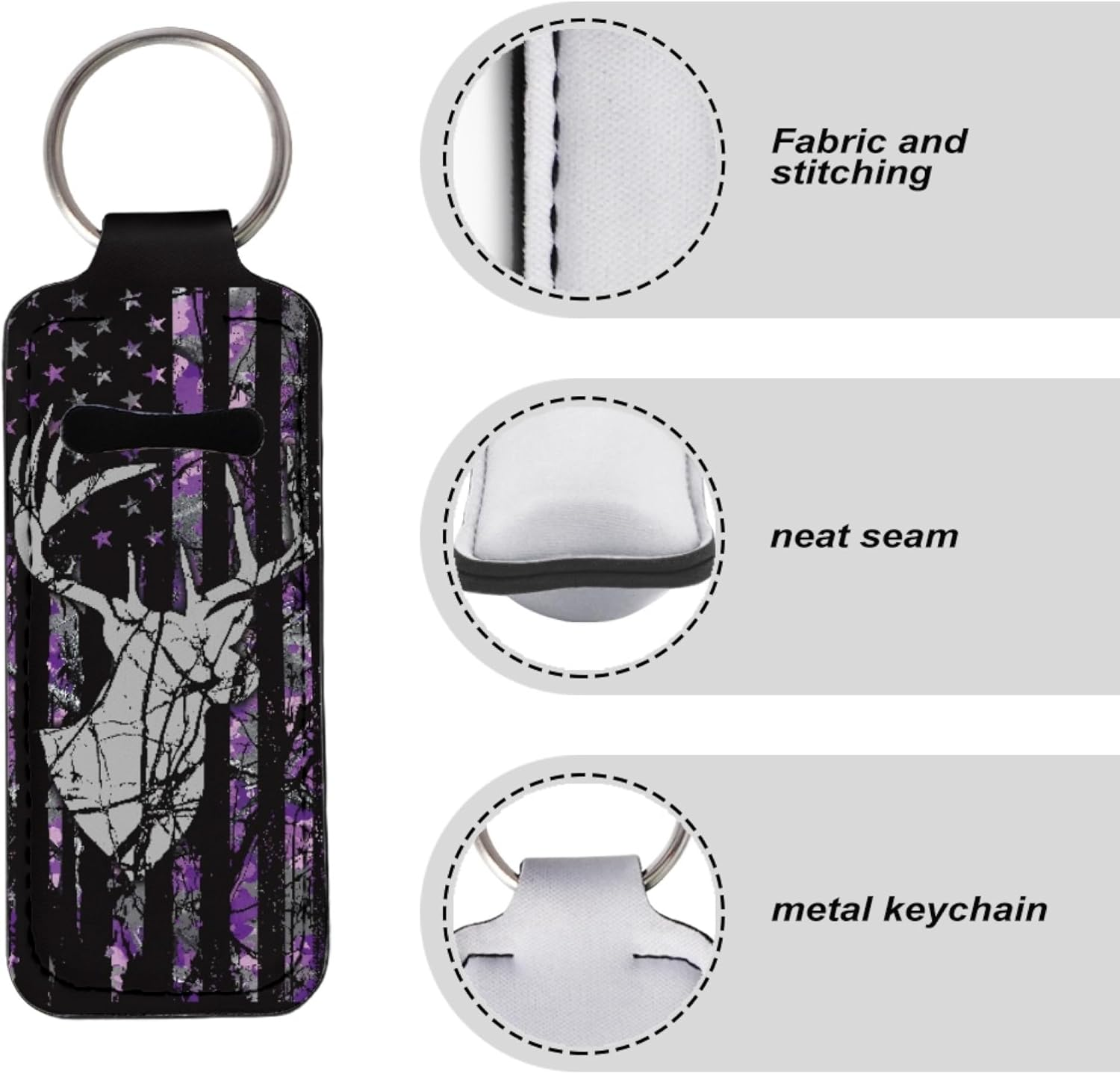 Gearider Fashion Women Lipstick Balm Holder with Metal Key Ring Lightweight Durable Fit for Travel - Boho Floral Hummingbird Design image number 6