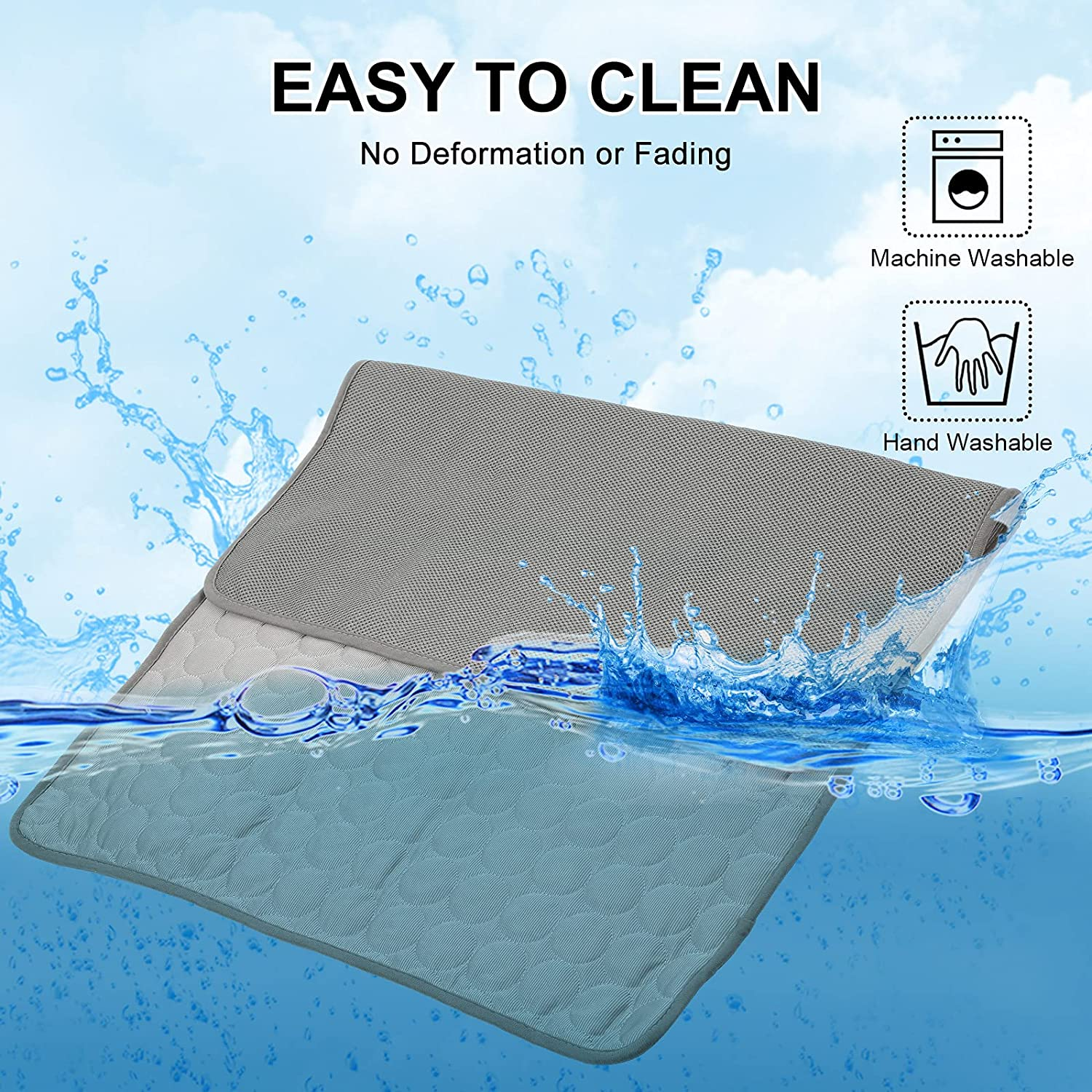 Pet Dog Cooling Bed Mats,Self Cooling Pet Dog Cool Mat Pads for Dogs Cats Indoor and Outdoor (X-Large, Grey) - Blue image number 3