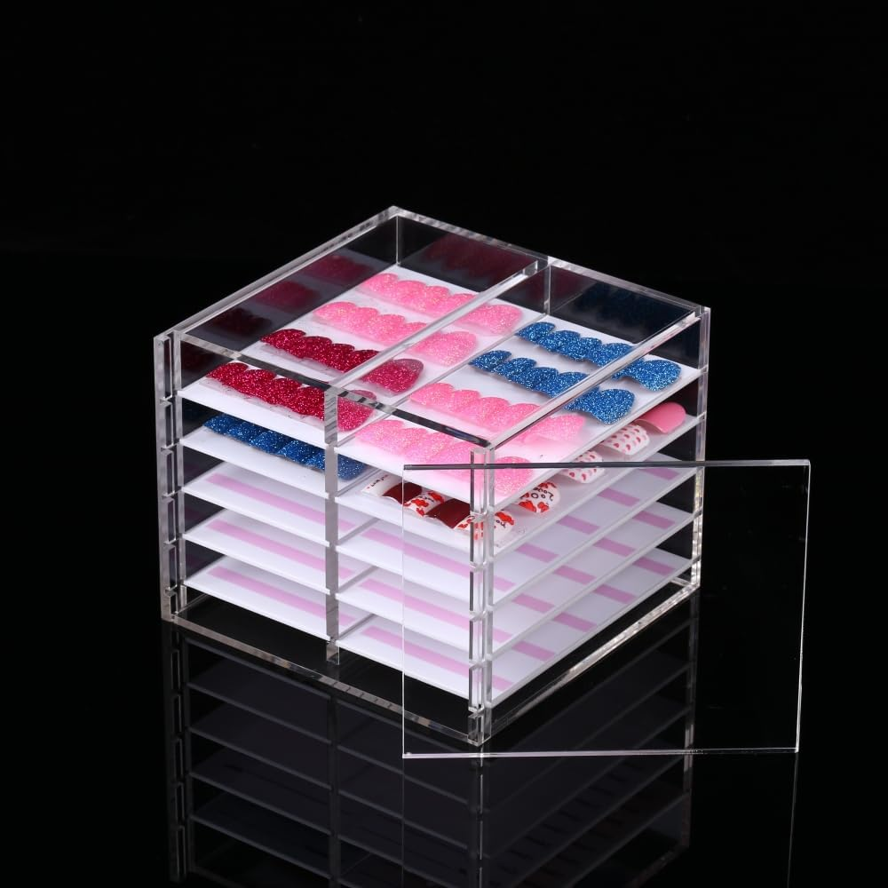 10 Layers Acrylic Nail Storage Organizer, Cosmetic Makeup Container Box, Clear Case Cabinet Display Used for Nail Storage and Nail Salons (10 Layers Type B) image number 2