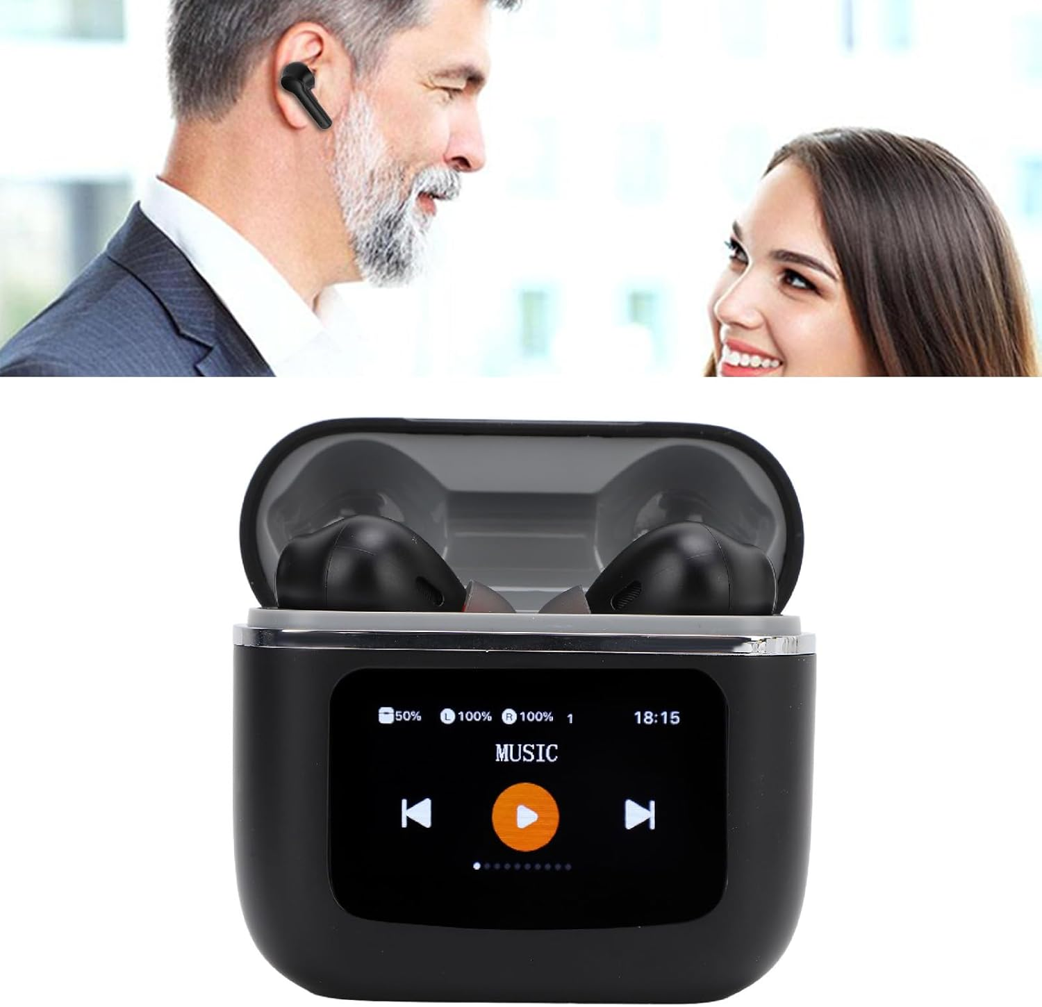 Bewinner Wireless Language Translator Earbuds with Bluetooth & IPX6 Water Resistant - 137 Languages Color Screen 3 Modes Travel Device (Black)