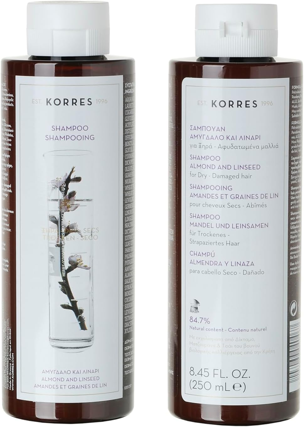 KORRES Shampoo Almond and Linseed for Dry/Damaged Hair 250 Ml