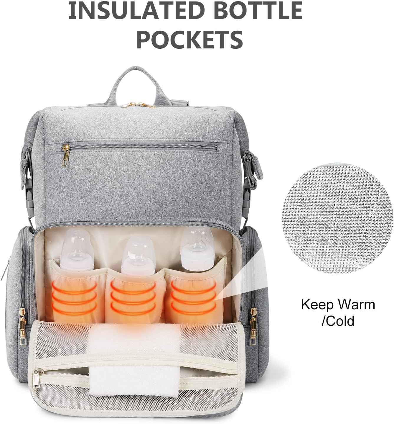 CEI-CEI Neoprene Diaper Bag Backpack with Changing Pad, Large Newborn Baby Maternity Bags Travel Tote with Insulated Pockets image number 4