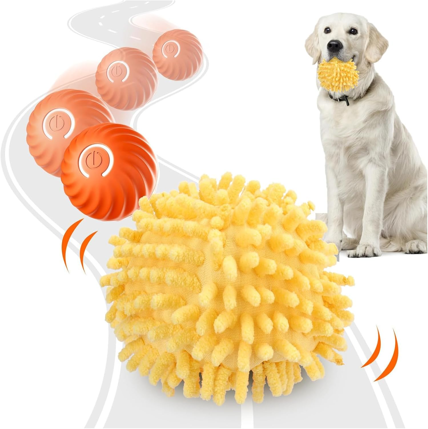 Interactive Dog Toys, Electric Dog Ball Toy with Cover, Automatic Dog Toys to Keep Them Busy, Moving Dog Enrichment Toys for Small/Medium/Large Dogs (Large Orange)