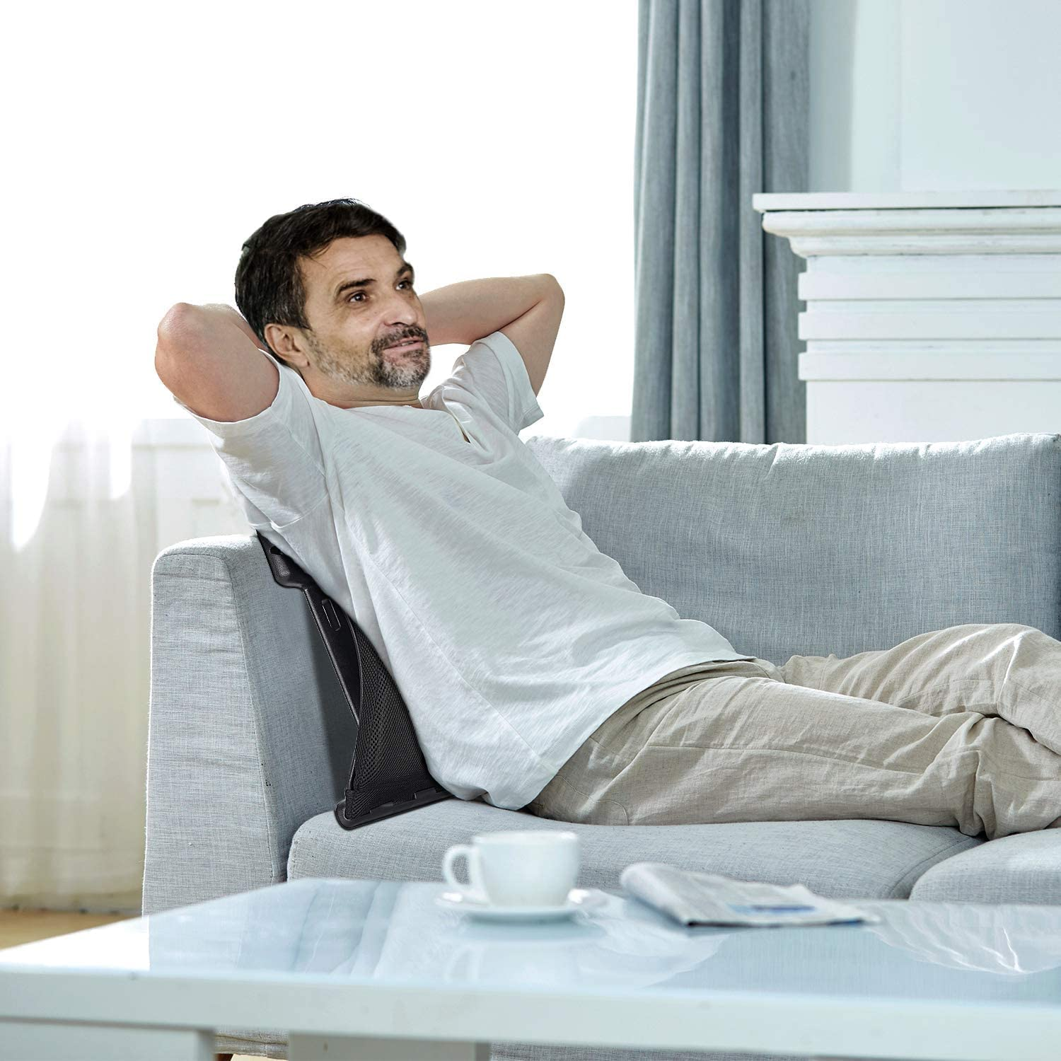 Magic Back Support - 2020 Upgrade Multifunction Back Stretching Device Massager and Memory Foam Lumbar Support Pillow for Office Chair, Lower Back Pain Relief image number 6