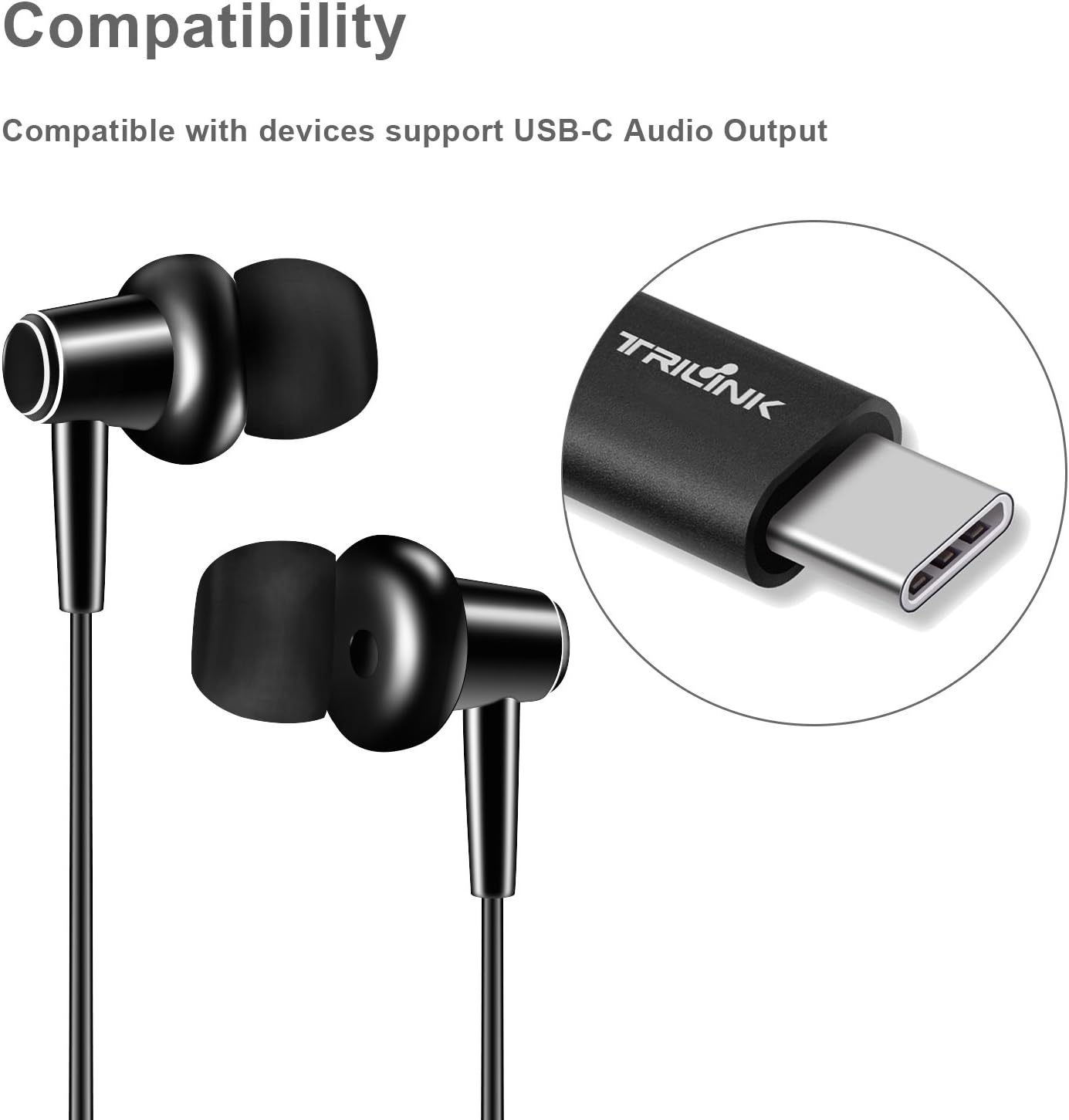 USB Type C Earbud Headphones Compatible with Xiaomi 10, 10 Pro, Mi 9, Mi 8, 8 Se, CC9 Pro, Mix 4, Mix 2, Mix2S, Redmi K40/K30/Pro, Note 8T/8/8 Pro/8A, Earphones with Mic and Volume Control image number 2