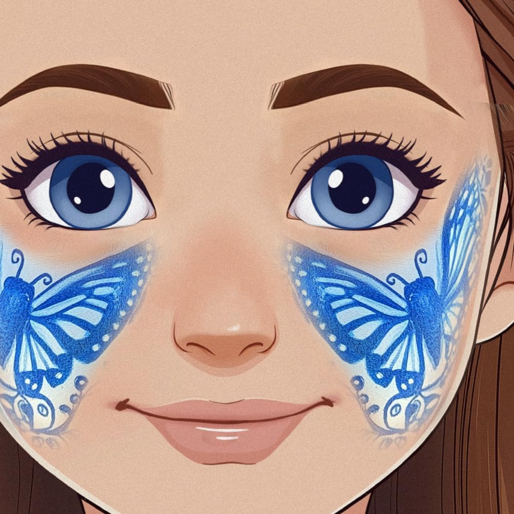 DELORIGIN 2Pcs Face Painting Practice Board Reusable Makeup Practice Mannequin Face Painting Exercise Template Stage Painting Tool Facial Painting Supplies for Beginner (Braid Girl Straight Hair Girl) - Braid Girl Straight Hair Girl image number 2