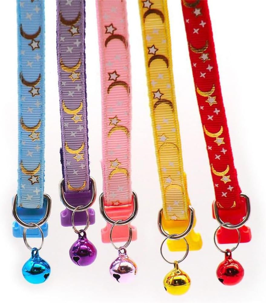 Reflective Cat Collars Breakaway with Bell Moons Stars 2 Pack Girl Boy Pet Kitten Collar Adjustable 7.5-12.5 Inch (Purple) image number 3