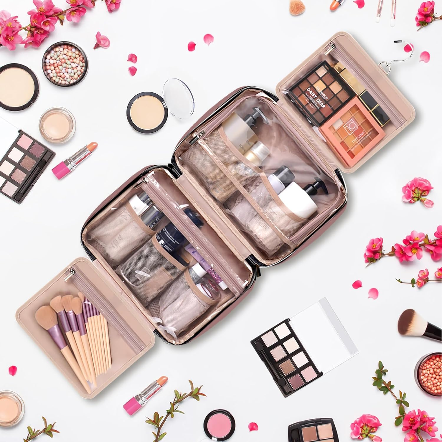 HXLGMD Travel Toiletry Bag with Hanging Hook, Rosewood, Medium image number 2