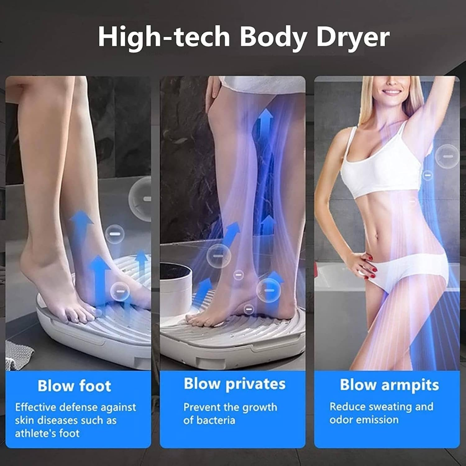 1350W Body Hair Dryer, Waterproof Negative Ions Body Heater with Feet Touch Panel/Quick Air Drying/Warm Air Wind/Cool Wind, Portable Standing Body Heater Blow Dryer, for Women/Mom/Girls image number 1