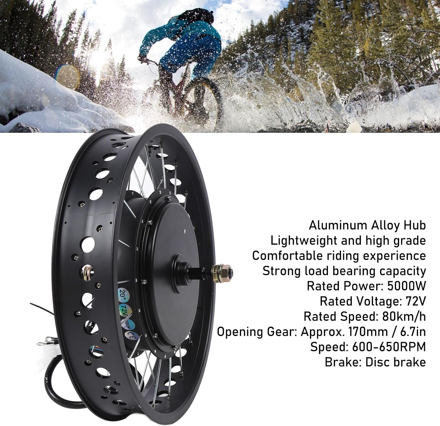 Electric Bike Conversion Kit, 72V 5000W 20 Rear Wheel E Bike Hub Motor Kit with Controller, LCD Display & Thumb Throttle, Waterproof E Bike Conversion Kit for Bike, Scooter image number 6